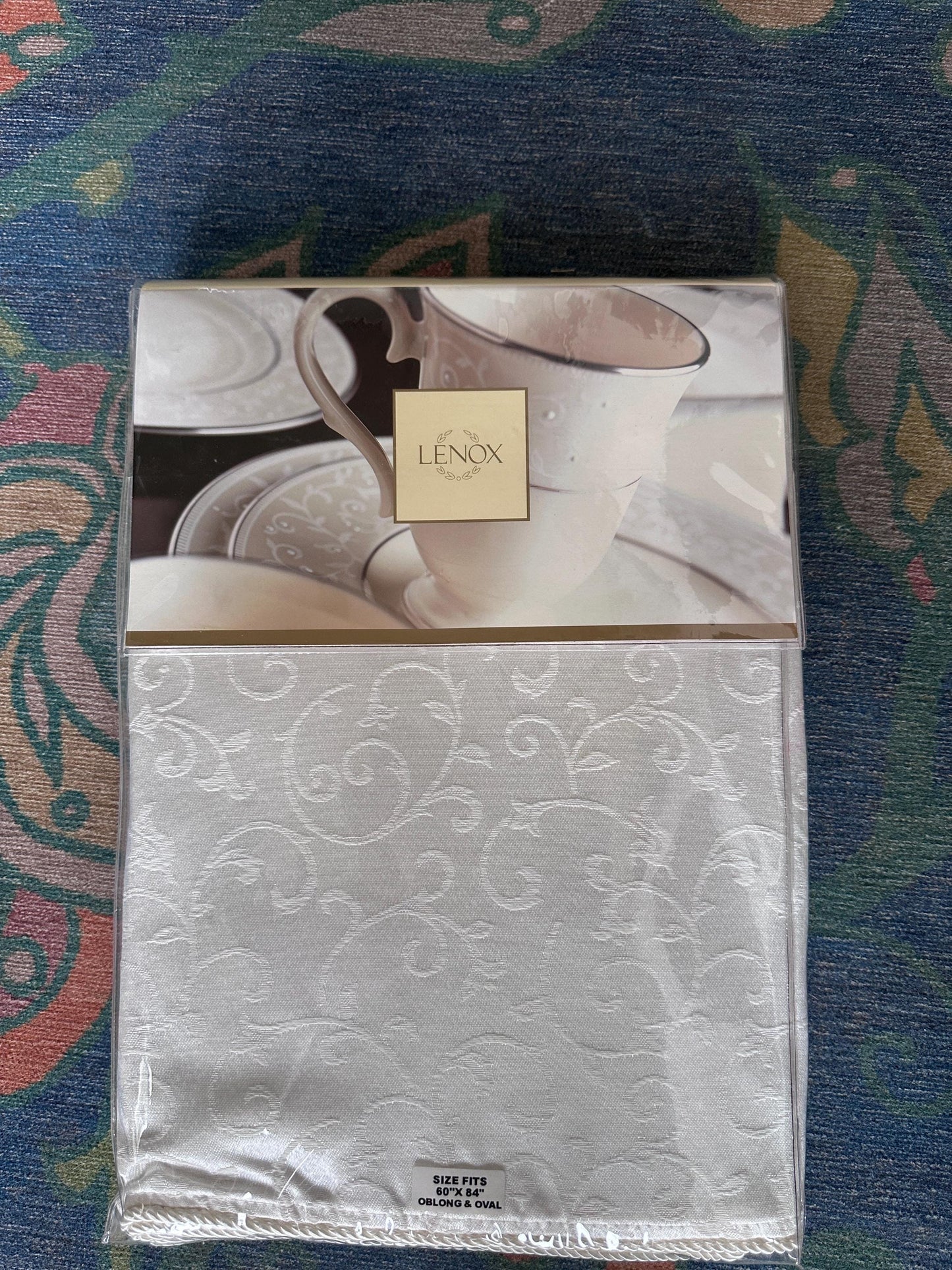 Lenox Opal Innocence Oval Tablecloth | Ivory Fine Table Linen | 60” x 84” | New Sealed Package | Elegant  Holiday & Formal Entertaining