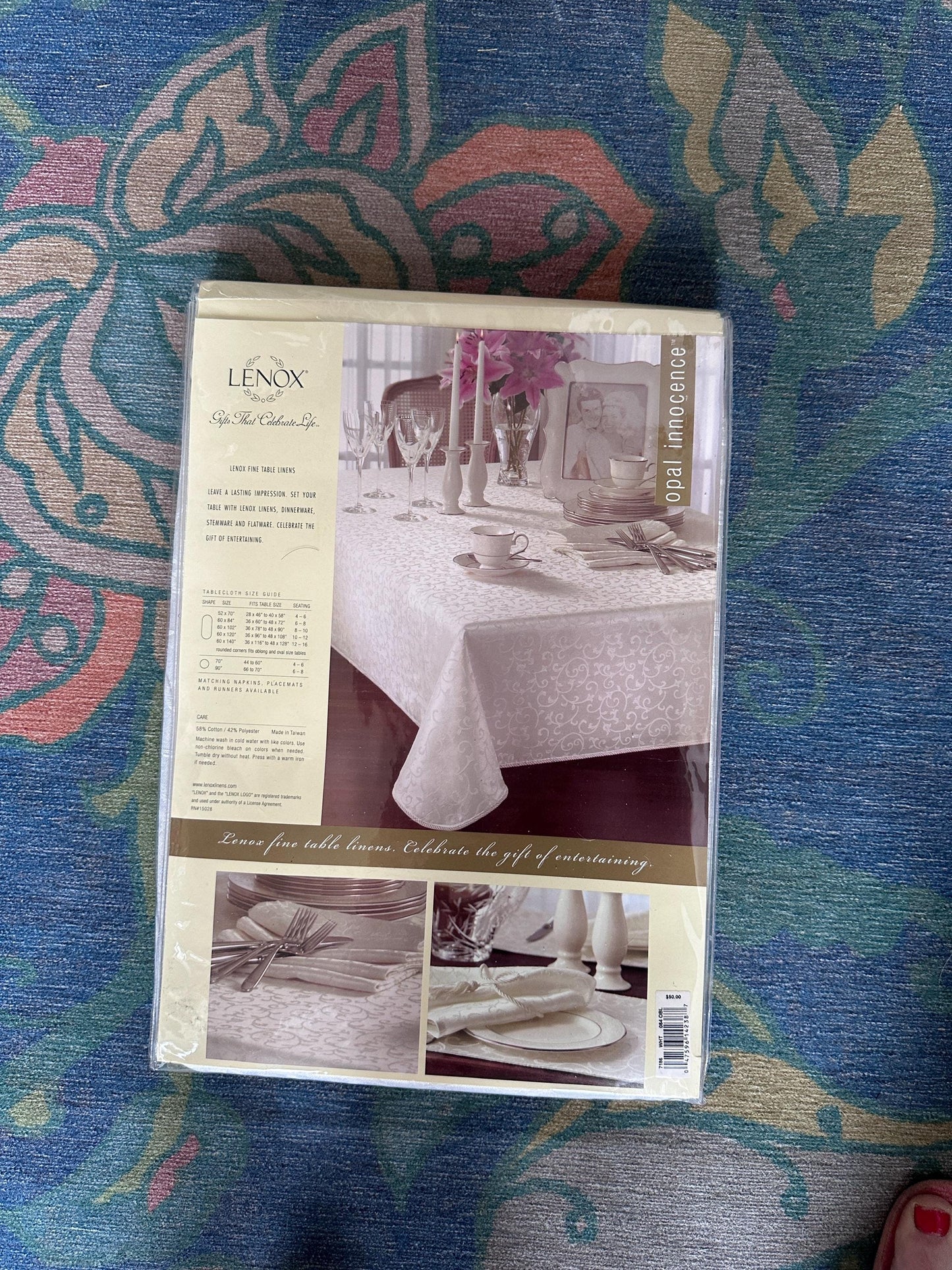 Lenox Opal Innocence Oval Tablecloth | Ivory Fine Table Linen | 60” x 84” | New Sealed Package | Elegant  Holiday & Formal Entertaining