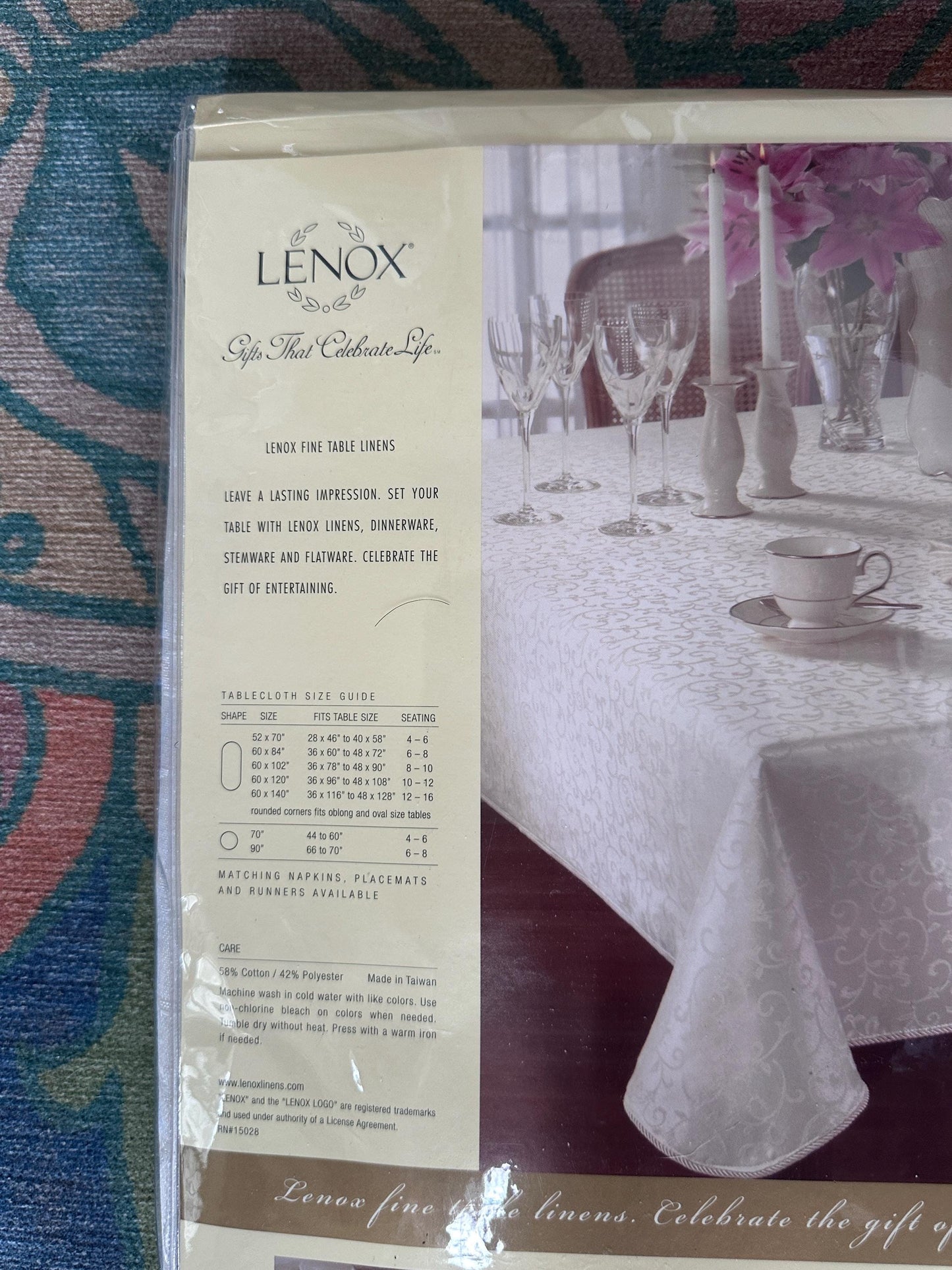 Lenox Opal Innocence Oval Tablecloth | Ivory Fine Table Linen | 60” x 84” | New Sealed Package | Elegant  Holiday & Formal Entertaining