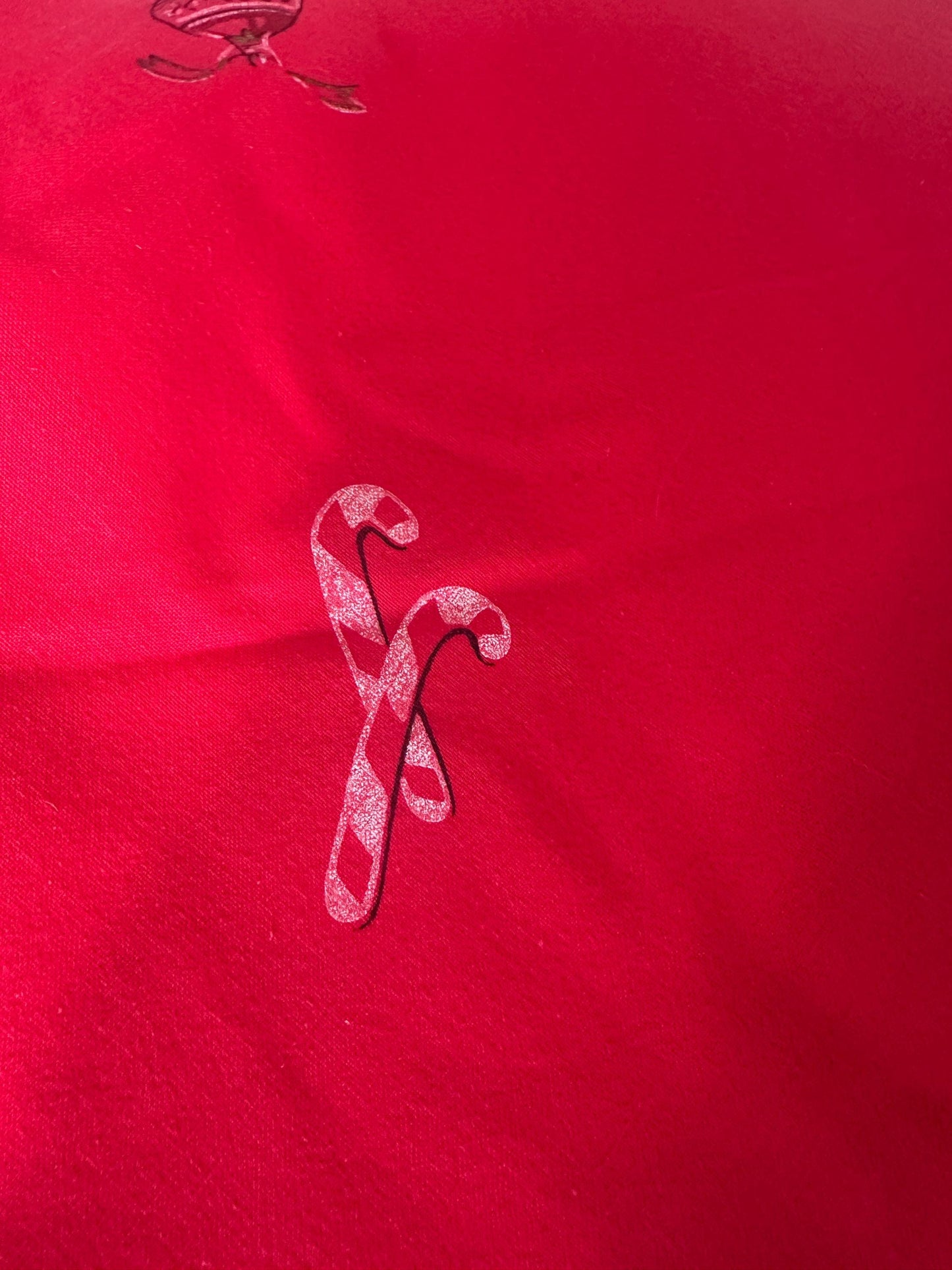 Vintage MCM Kitschy Christmas Tablecloth | Bright Red Santa, Christmas Tree & Gifts Print | 48” x 60” | Retro Holiday Table Linen