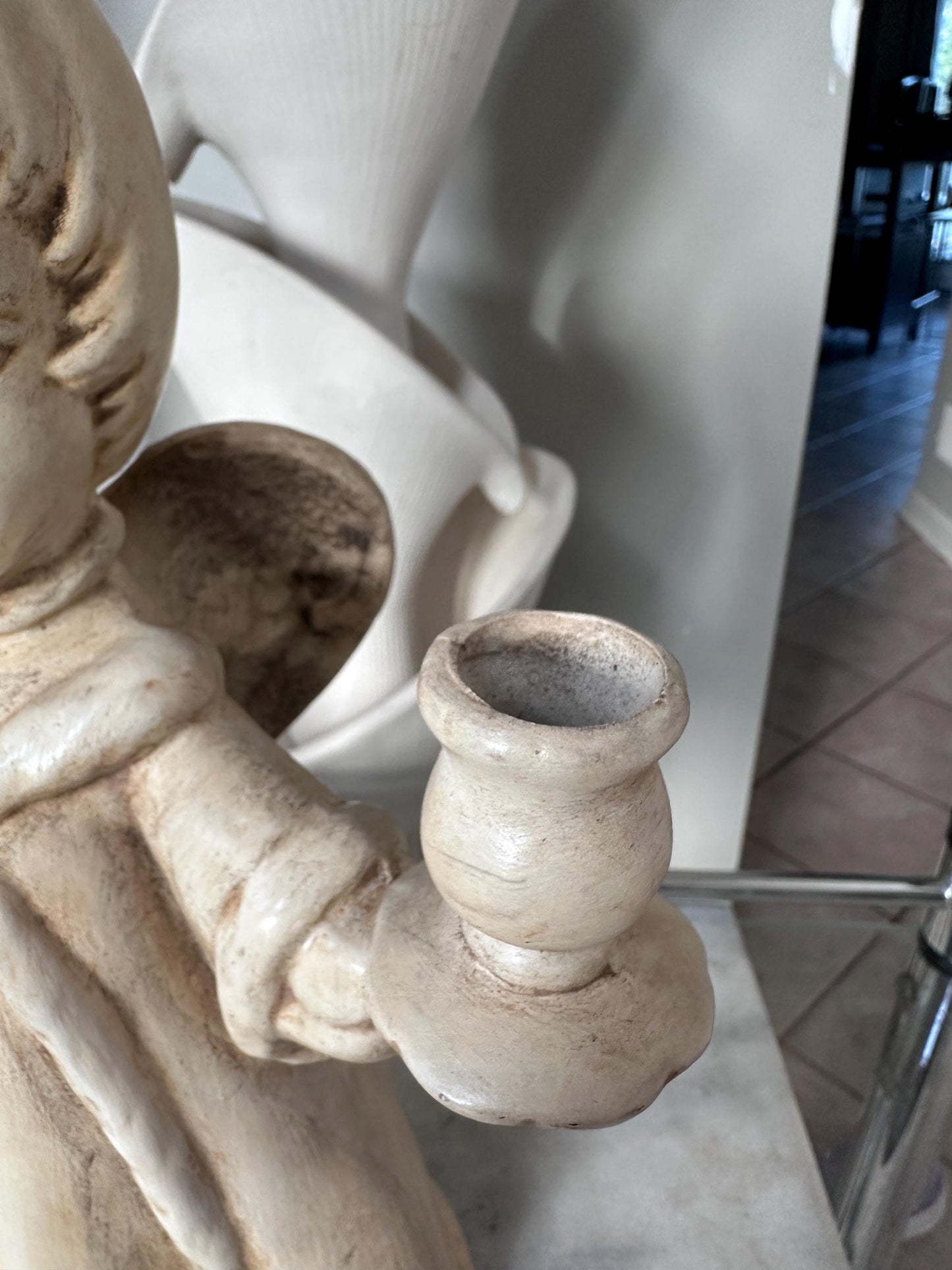 Vintage Ceramic Angel Double Candle Holder – 13” Tall Christmas Centerpiece, Litschy Christmas, Retro Christmas