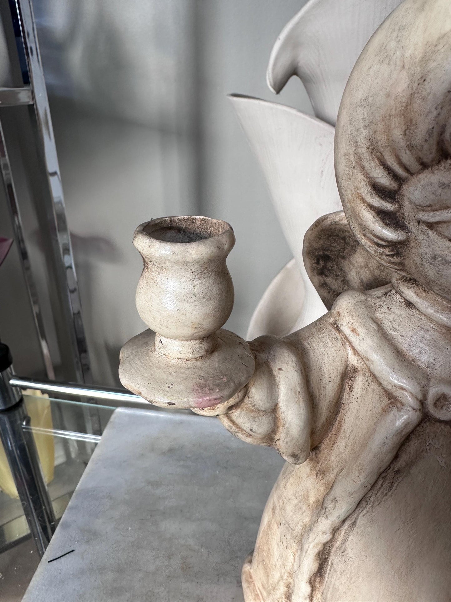 Vintage Ceramic Angel Double Candle Holder – 13” Tall Christmas Centerpiece, Litschy Christmas, Retro Christmas