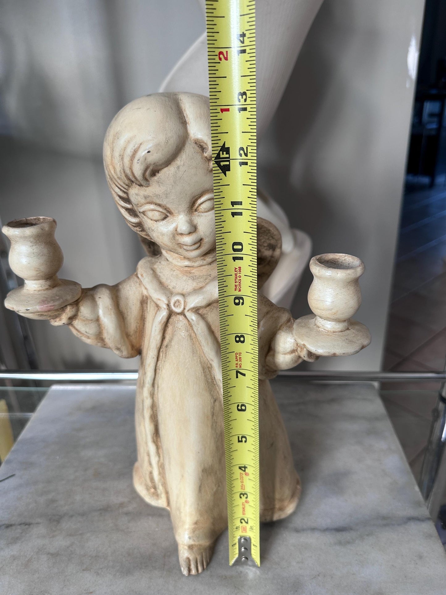 Vintage Ceramic Angel Double Candle Holder – 13” Tall Christmas Centerpiece, Litschy Christmas, Retro Christmas