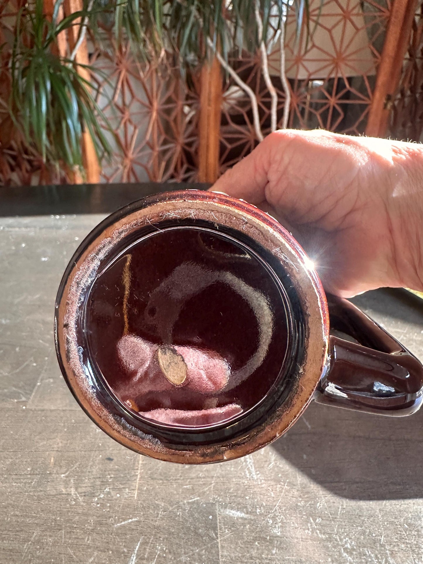Vintage Stoneware Whistle Mug, "Went to P Leave this Drink Alone"