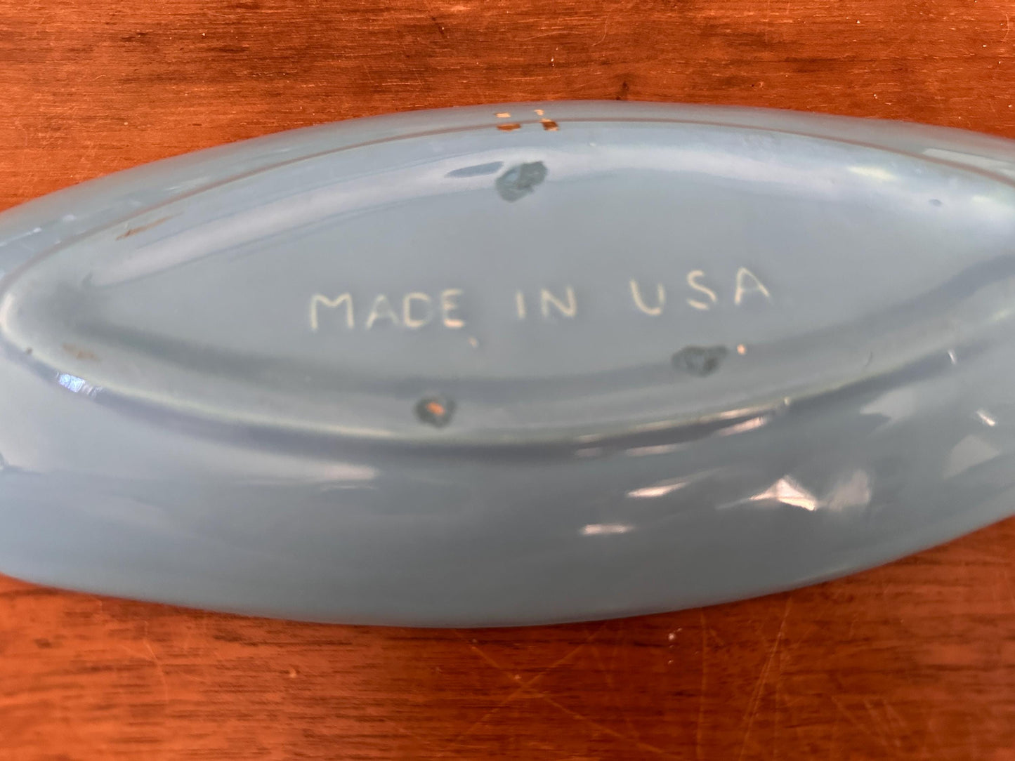 Vintage Ashtray USA Pottery #3450 X Orange with Green Drip Glaze