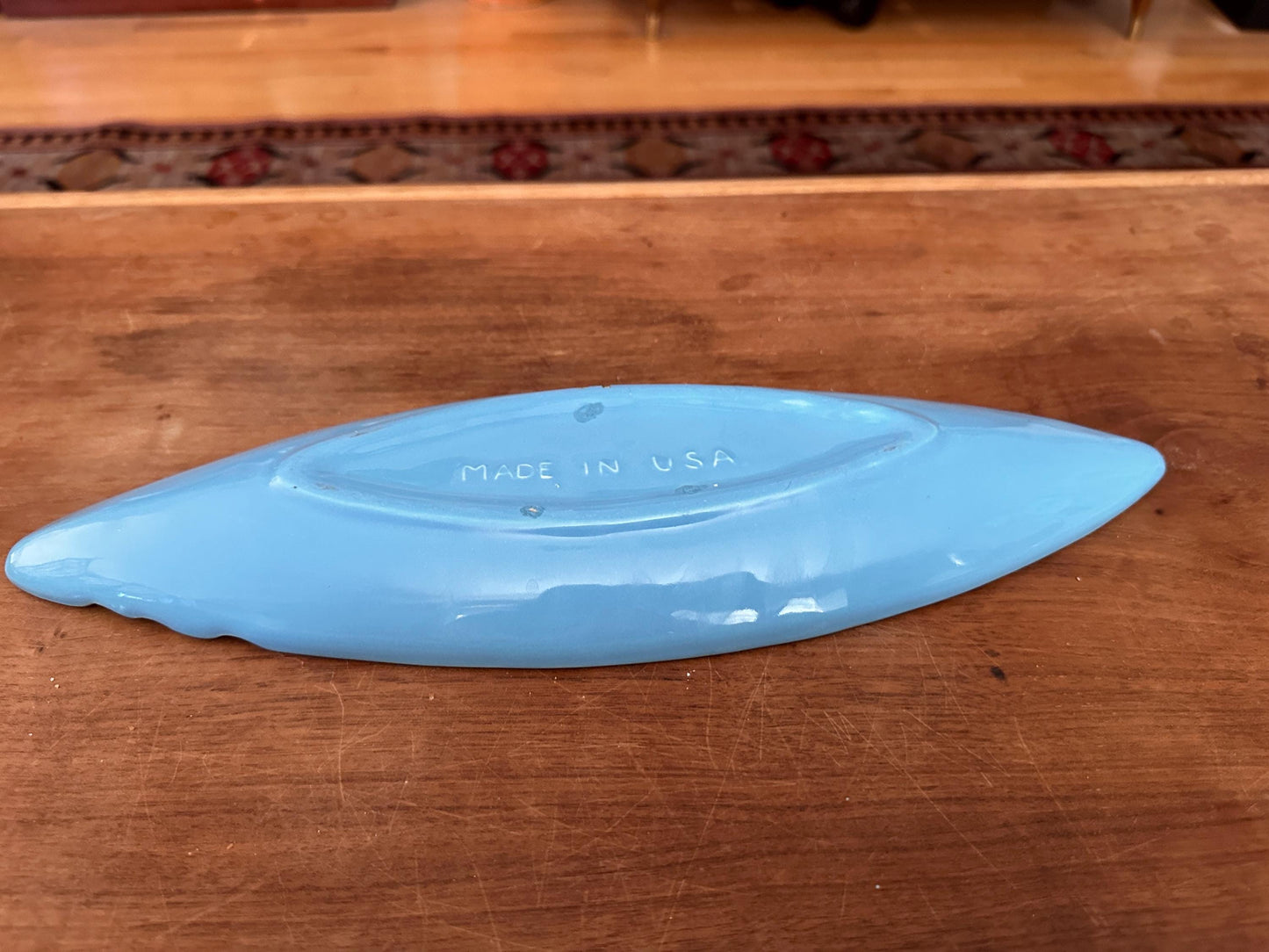 Vintage Ashtray USA Pottery #3450 X Orange with Green Drip Glaze