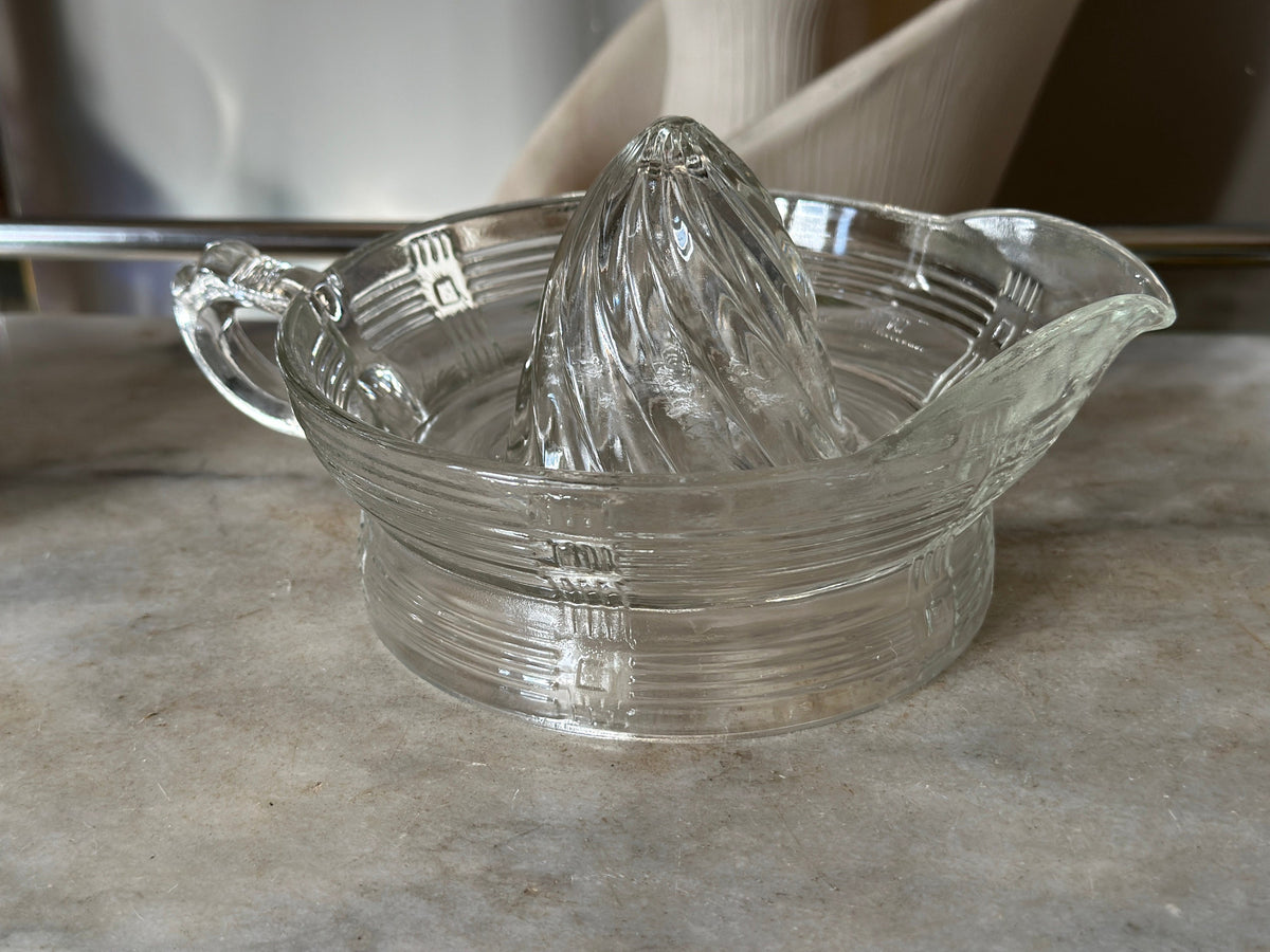 Vintage Hazel Atlas Clear Glass Juice Reamer with Criss Cross Pattern