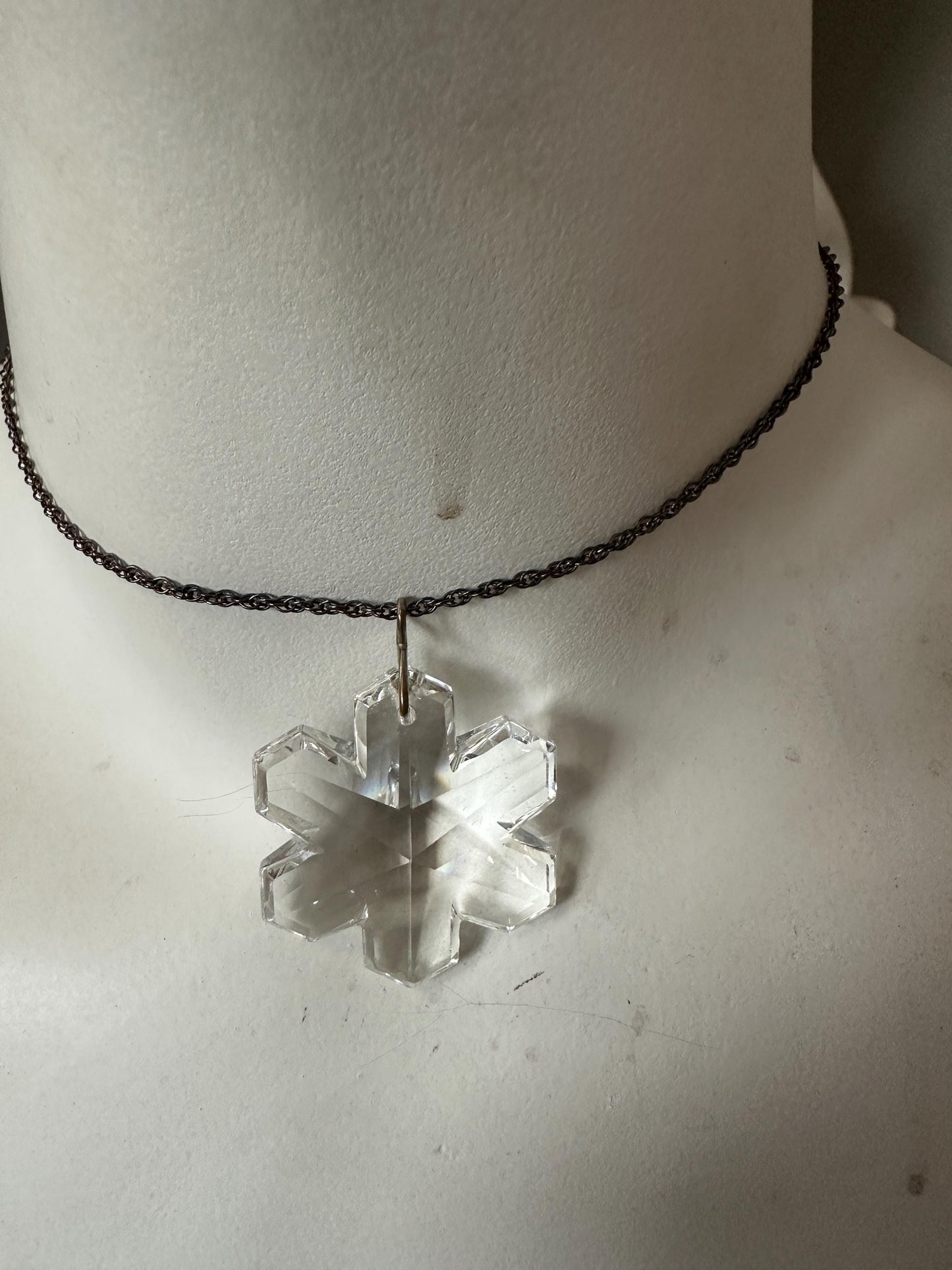VTG LEONARD Genuine Snowflake Crystal Pendant Sterling Silver 18* Chain NIB
