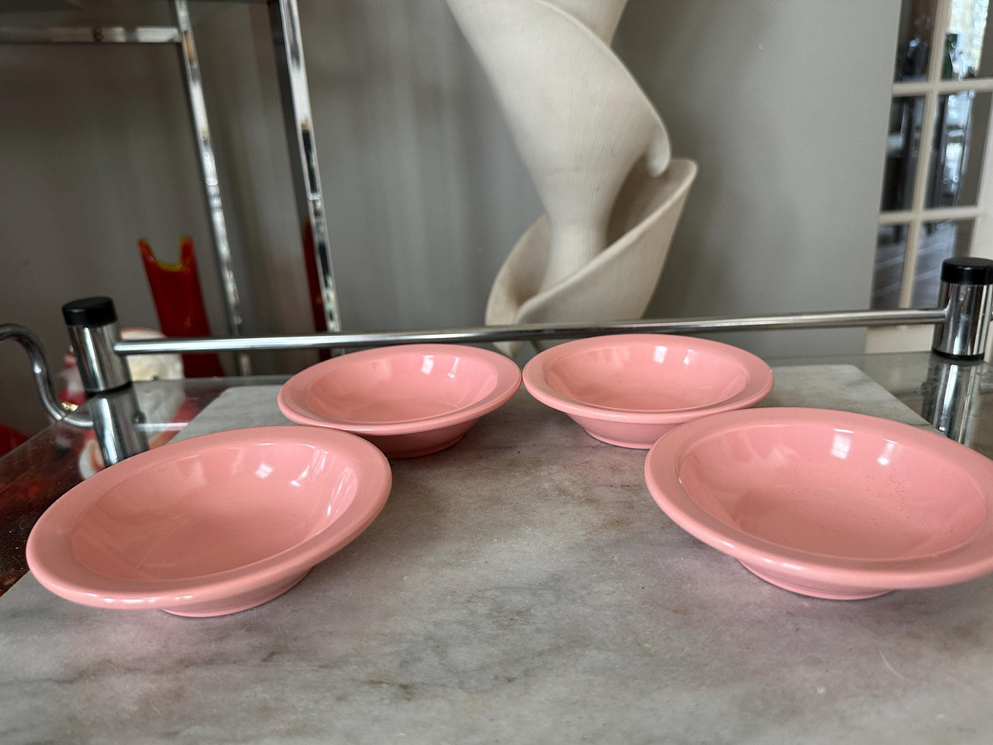 Vintage 5” Boonton Pink Melamine Melmac Bowls 301-5 Made in the USA - Set of 5