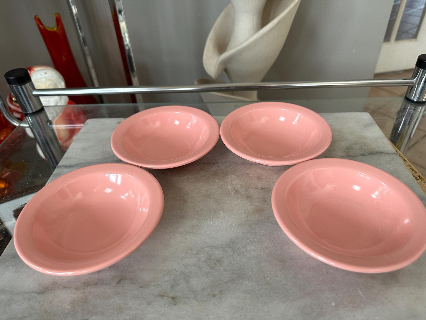 Vintage 5” Boonton Pink Melamine Melmac Bowls 301-5 Made in the USA - Set of 5