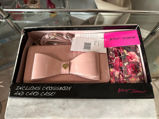 NWT Betsey Johnson Blush Patent Crossbody Bag w/Hearts & Cardholder Set MSRP-98 Dollars