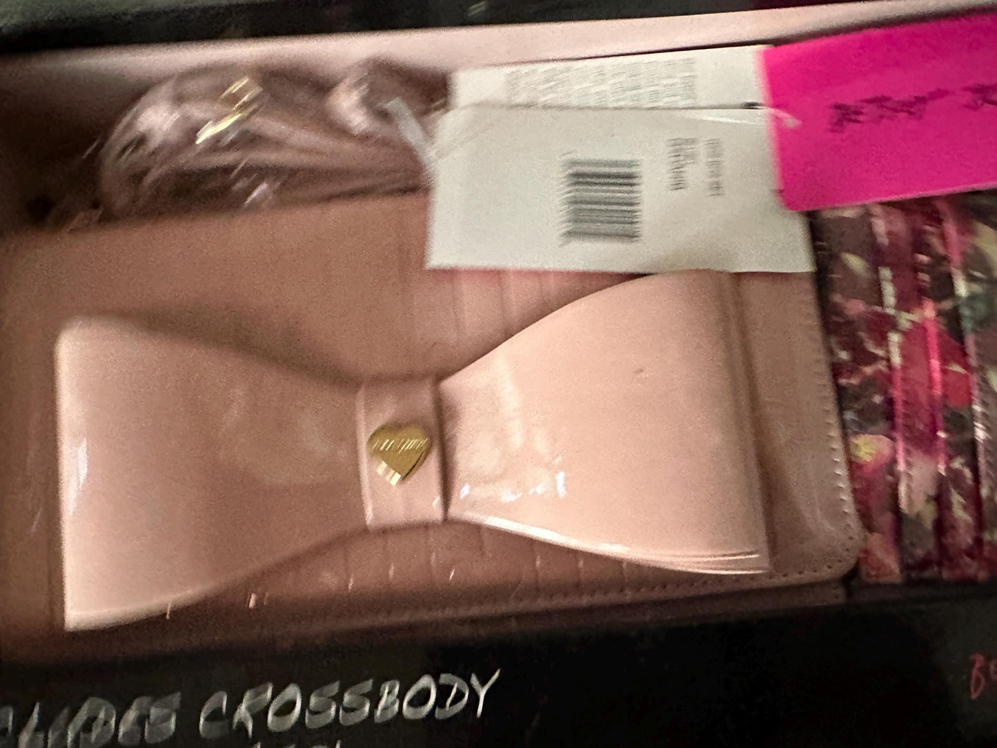 NWT Betsey Johnson Blush Patent Crossbody Bag w/Hearts & Cardholder Set MSRP-98 Dollars