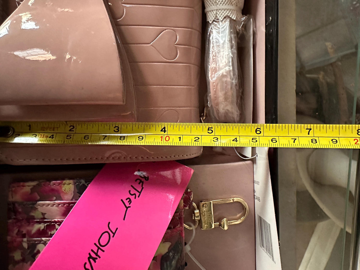 NWT Betsey Johnson Blush Patent Crossbody Bag w/Hearts & Cardholder Set MSRP-98 Dollars