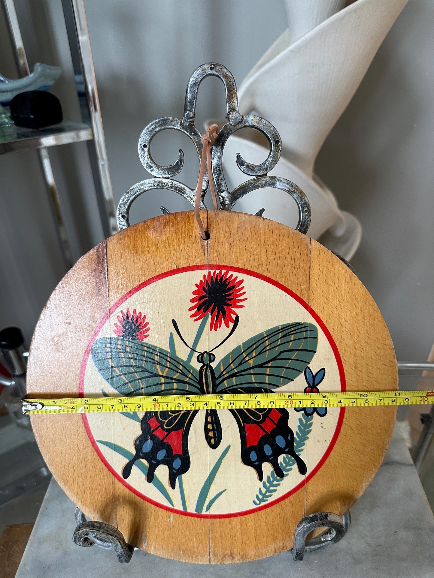 Hand-Painted Butterfly Wood Wall Art: Rustic Floral Decor