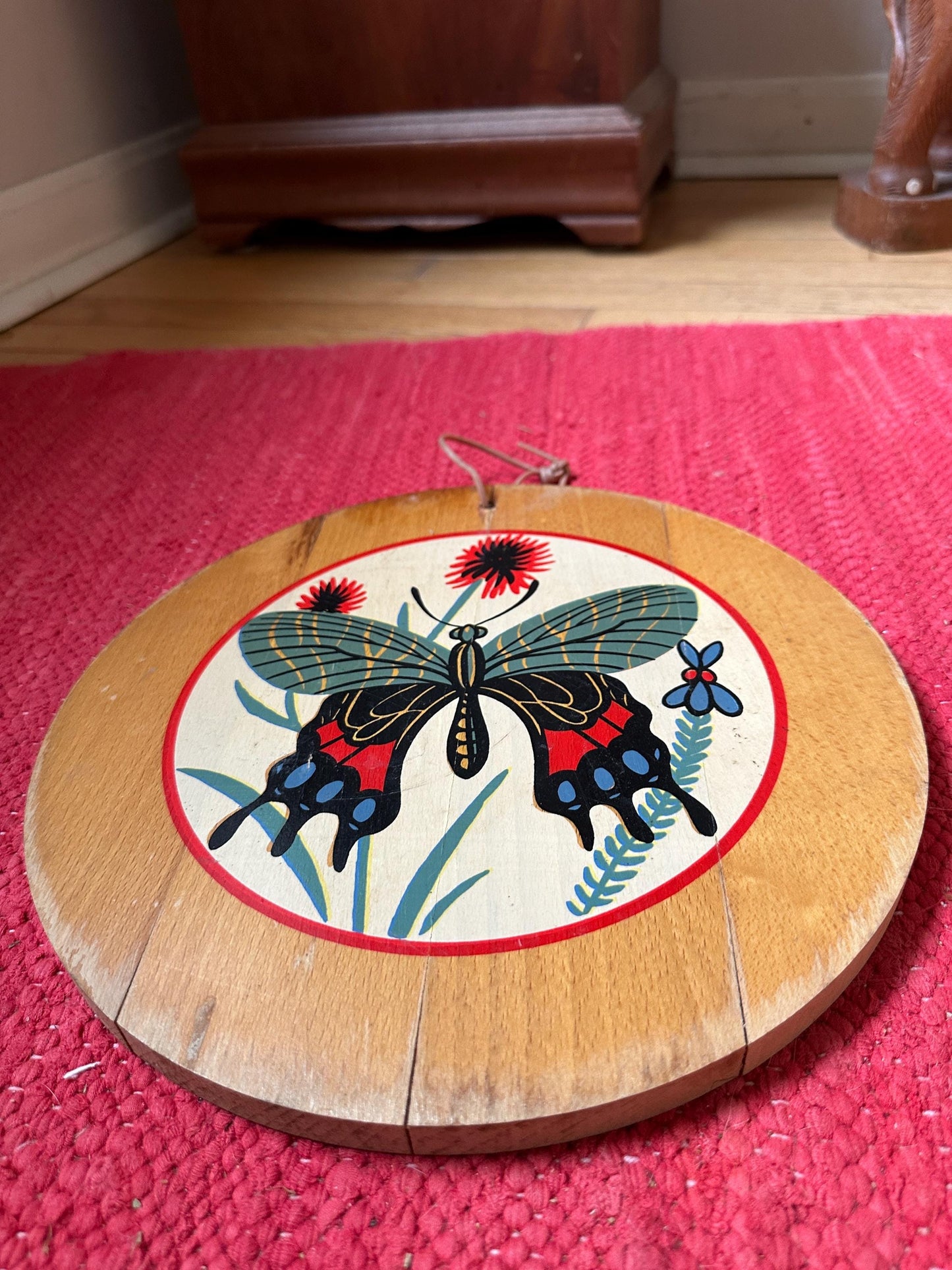 Hand-Painted Butterfly Wood Wall Art: Rustic Floral Decor