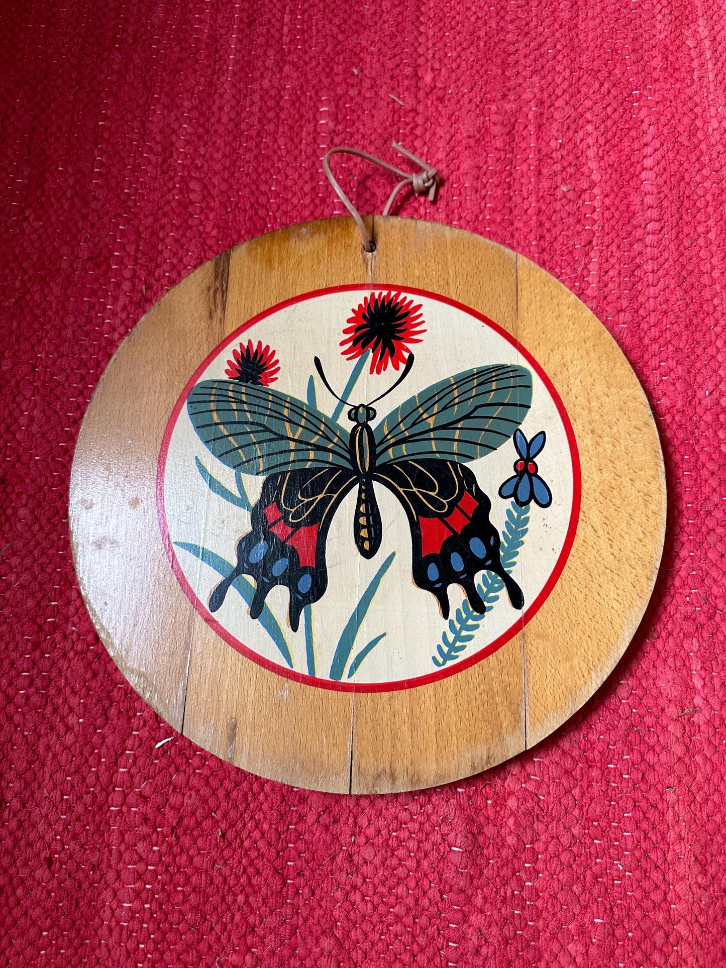 Hand-Painted Butterfly Wood Wall Art: Rustic Floral Decor