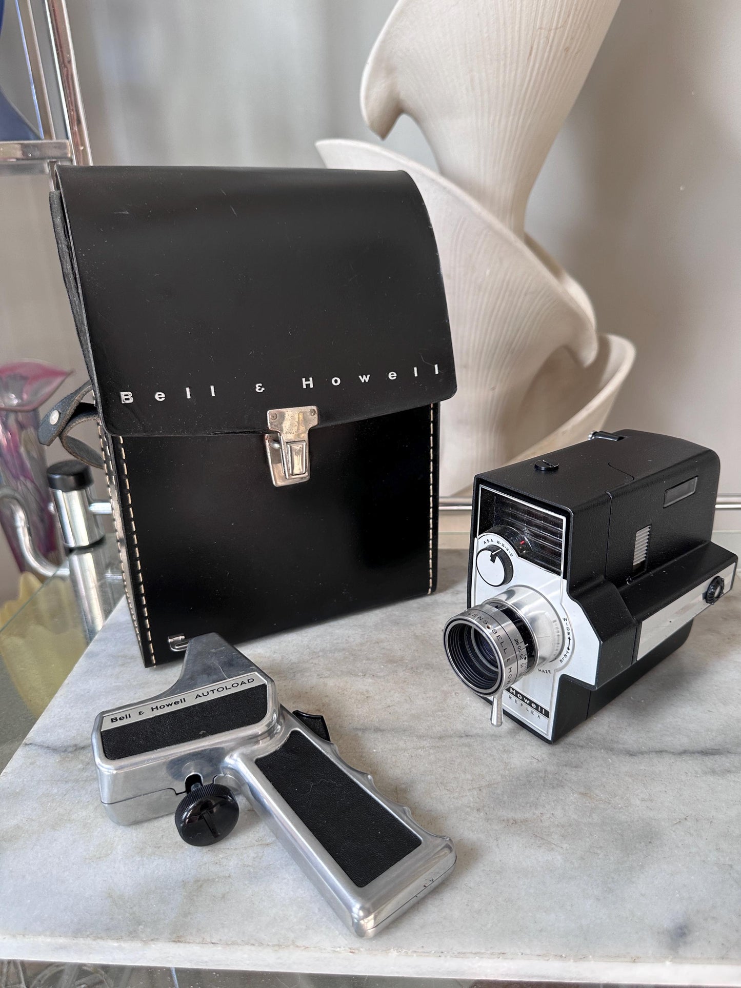Vintage Bell & Howell Movie Outfit – Model 256 8mm Projector + Zoom Reflex Auto Load Movie Camera – Lighting Kit Included