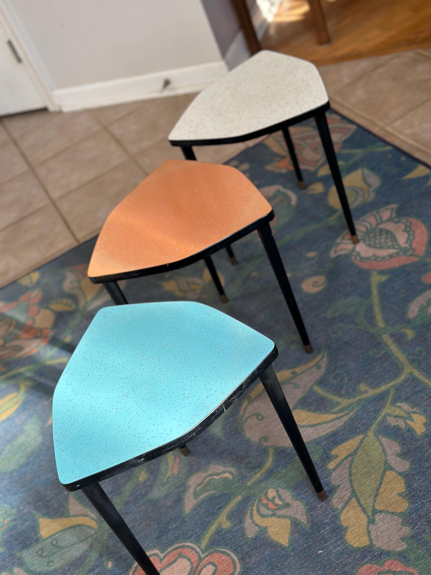 Vintage Mid-Century Modern Biltmore Style  Stacking Tables – Set of 3 – Eames Era Atomic Side Tables