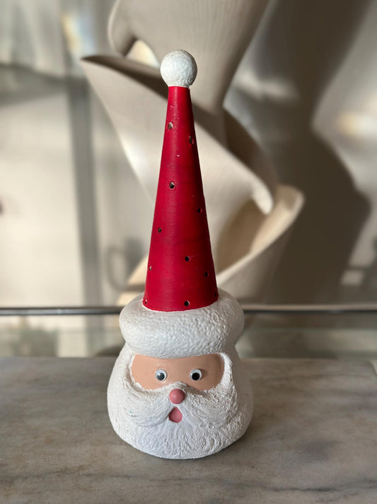 Vintage Santa Clause Ceramic Long Hat 13” Christmas Decorations Figure, Hand Painted