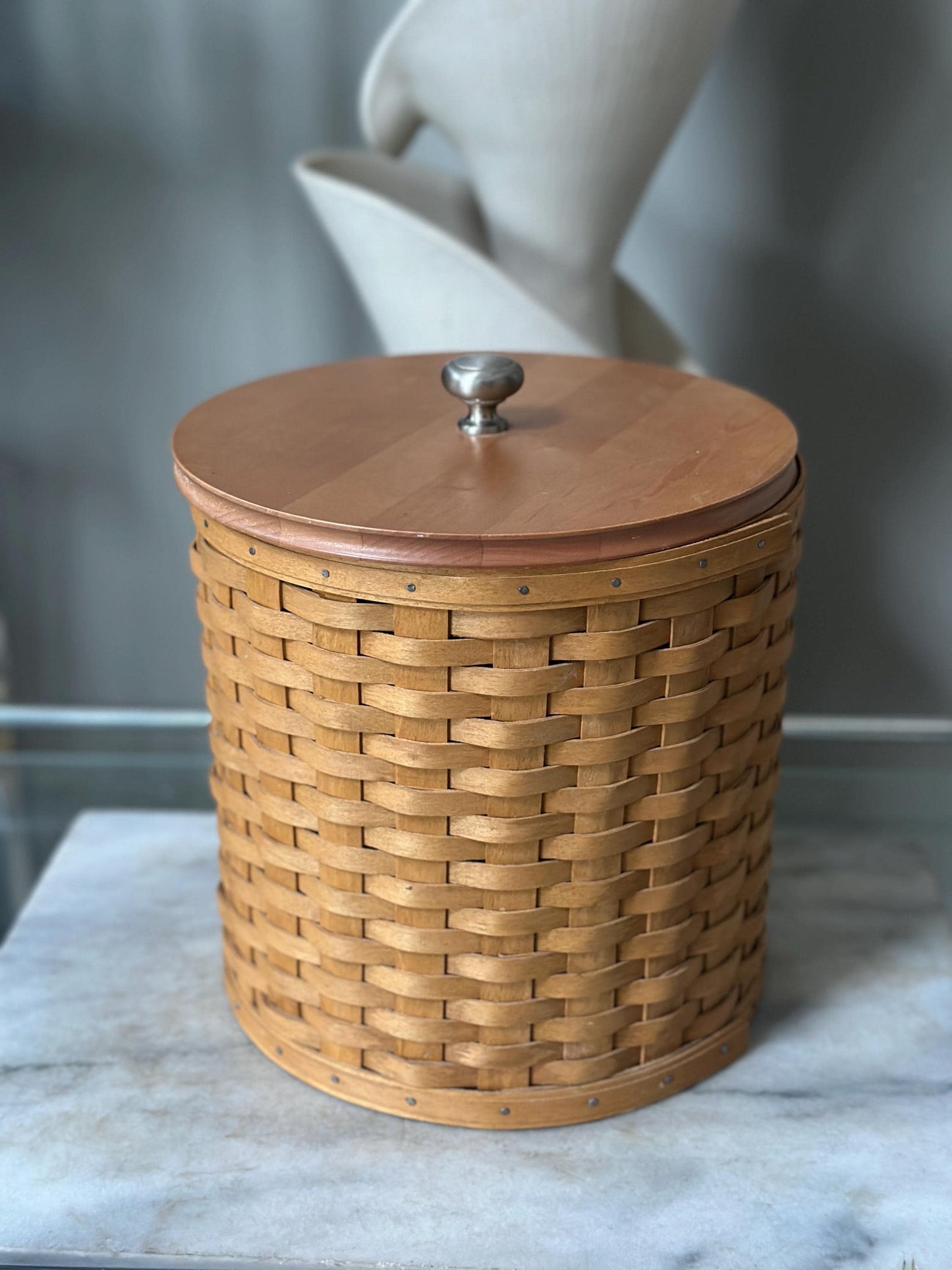 Vintage 2003 Longaberger 16-Piece Canister Basket Set with Wooden Lids +  Protectors | Signed & Dated | Original Pamphlets Included