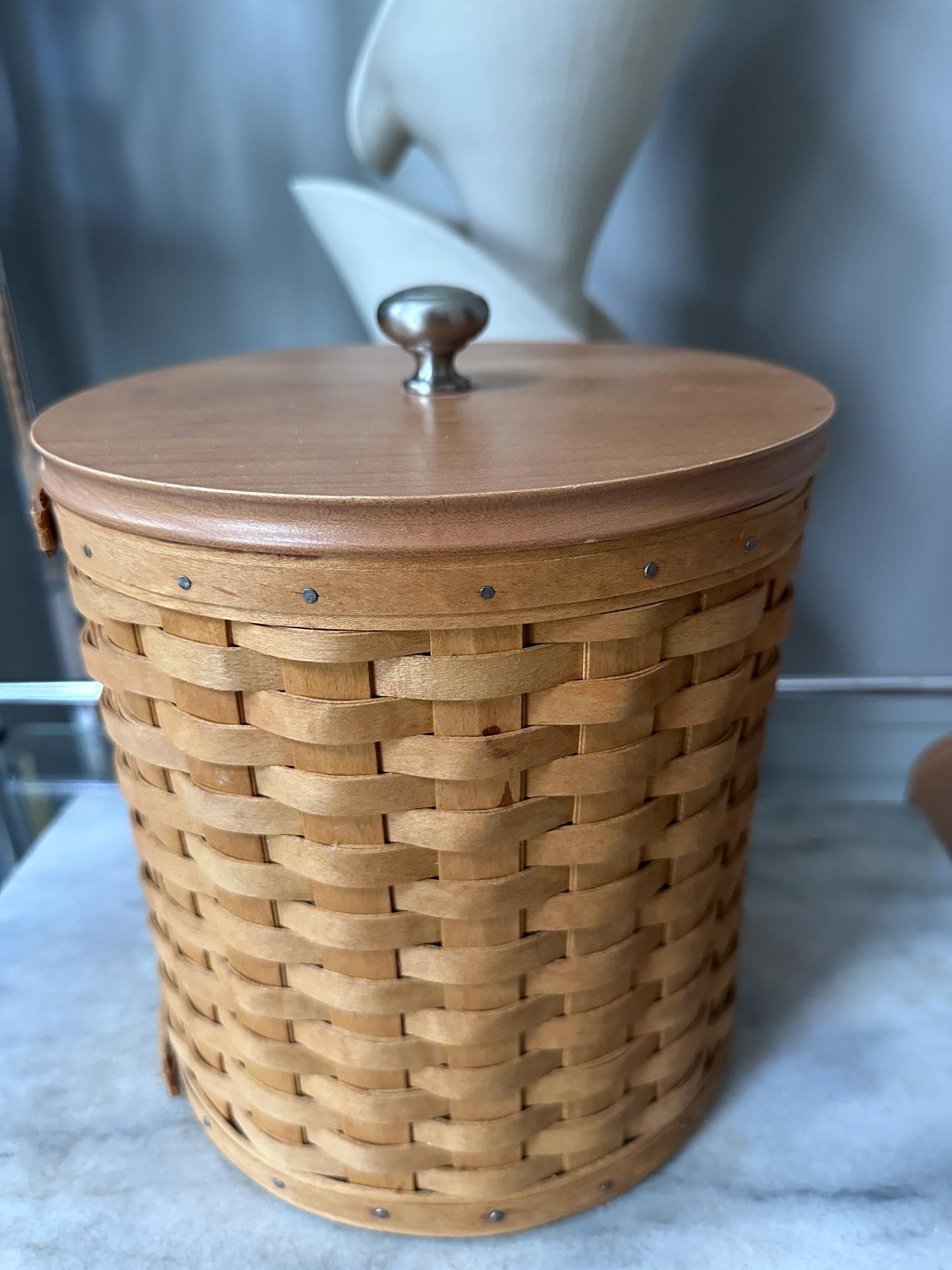 Vintage 2003 Longaberger 16-Piece Canister Basket Set with Wooden Lids +  Protectors | Signed & Dated | Original Pamphlets Included