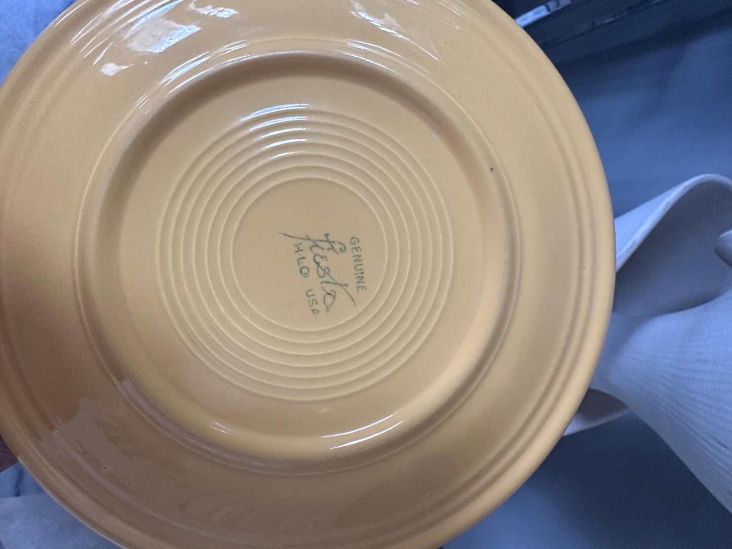 Vintage Fiesta Luncheon Plates Set of 2 | Green &  Yellow | 9.5” Plates | Genuine Vintage Fiesta | 1936–1969 Backstamp