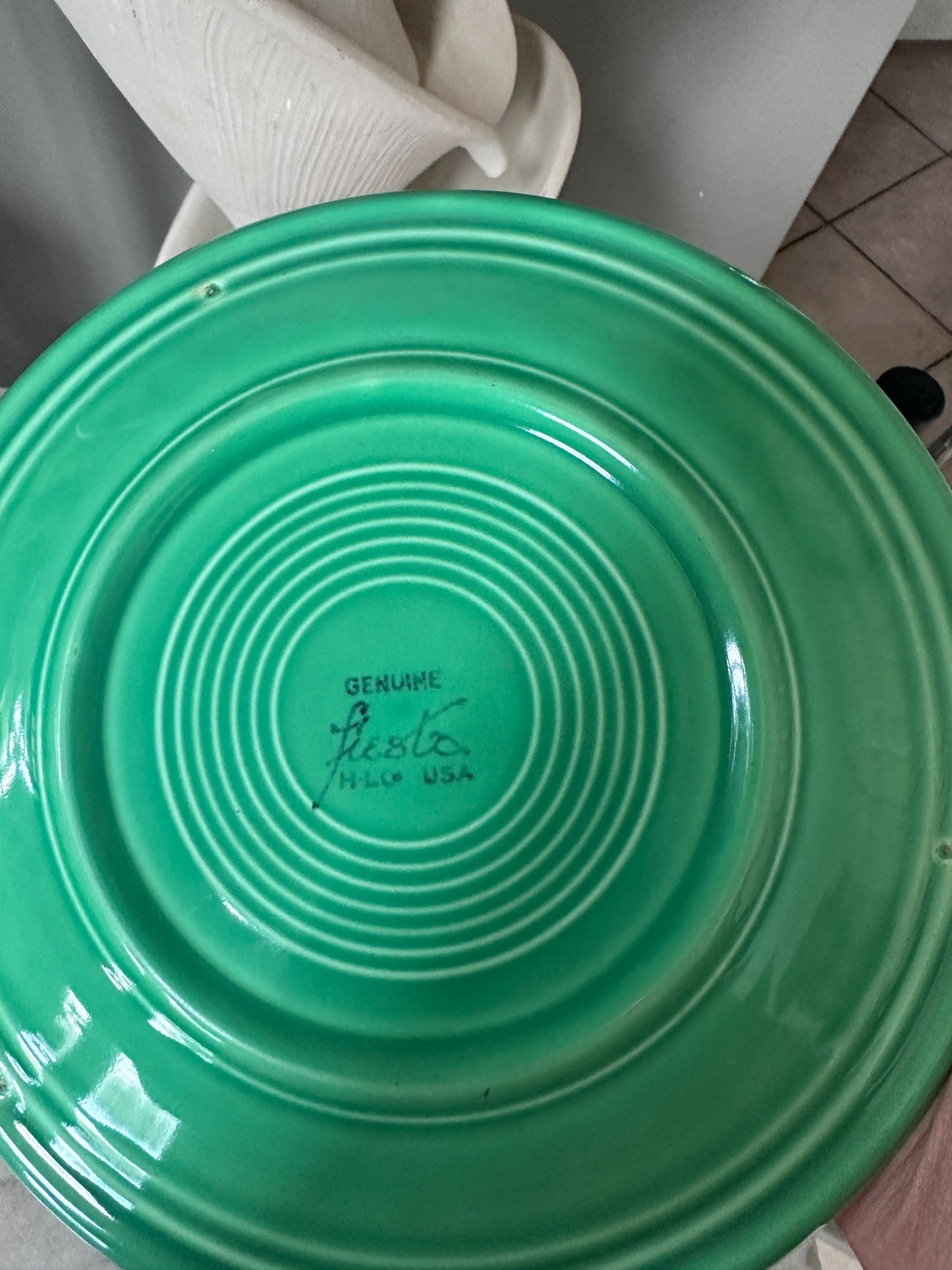 Vintage Fiesta Luncheon Plates Set of 2 | Green &  Yellow | 9.5” Plates | Genuine Vintage Fiesta | 1936–1969 Backstamp