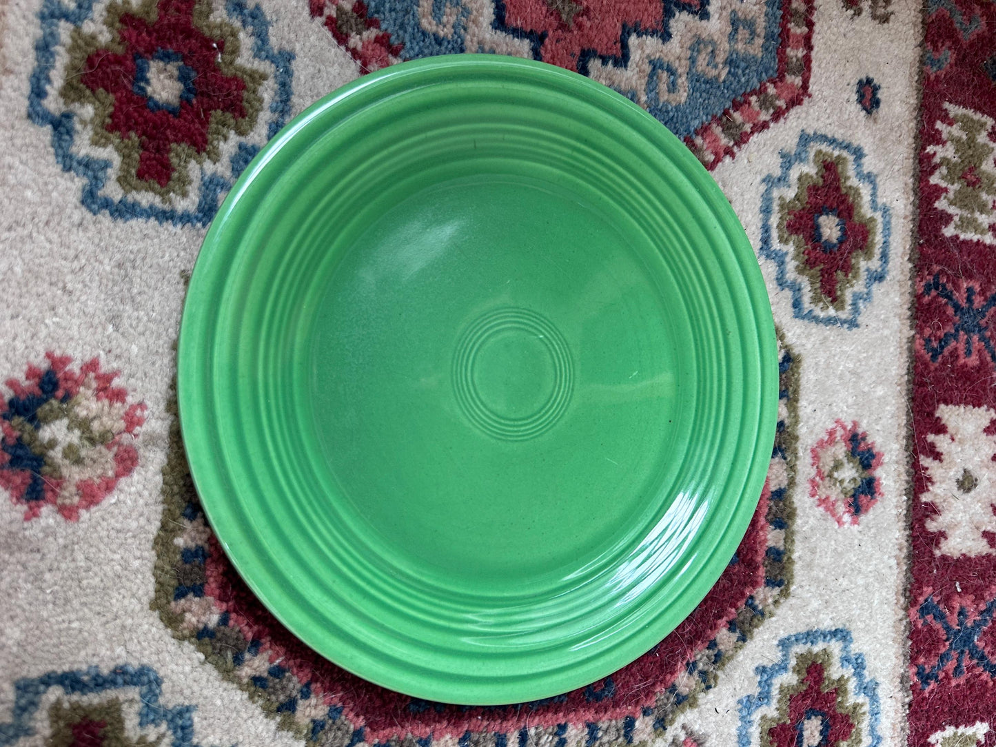 Vintage Fiesta Luncheon Plates Set of 2 | Green & Turquoise Fiestaware | 9.5” Plates | Genuine Vintage Fiesta | 1936–1969 Backstamp
