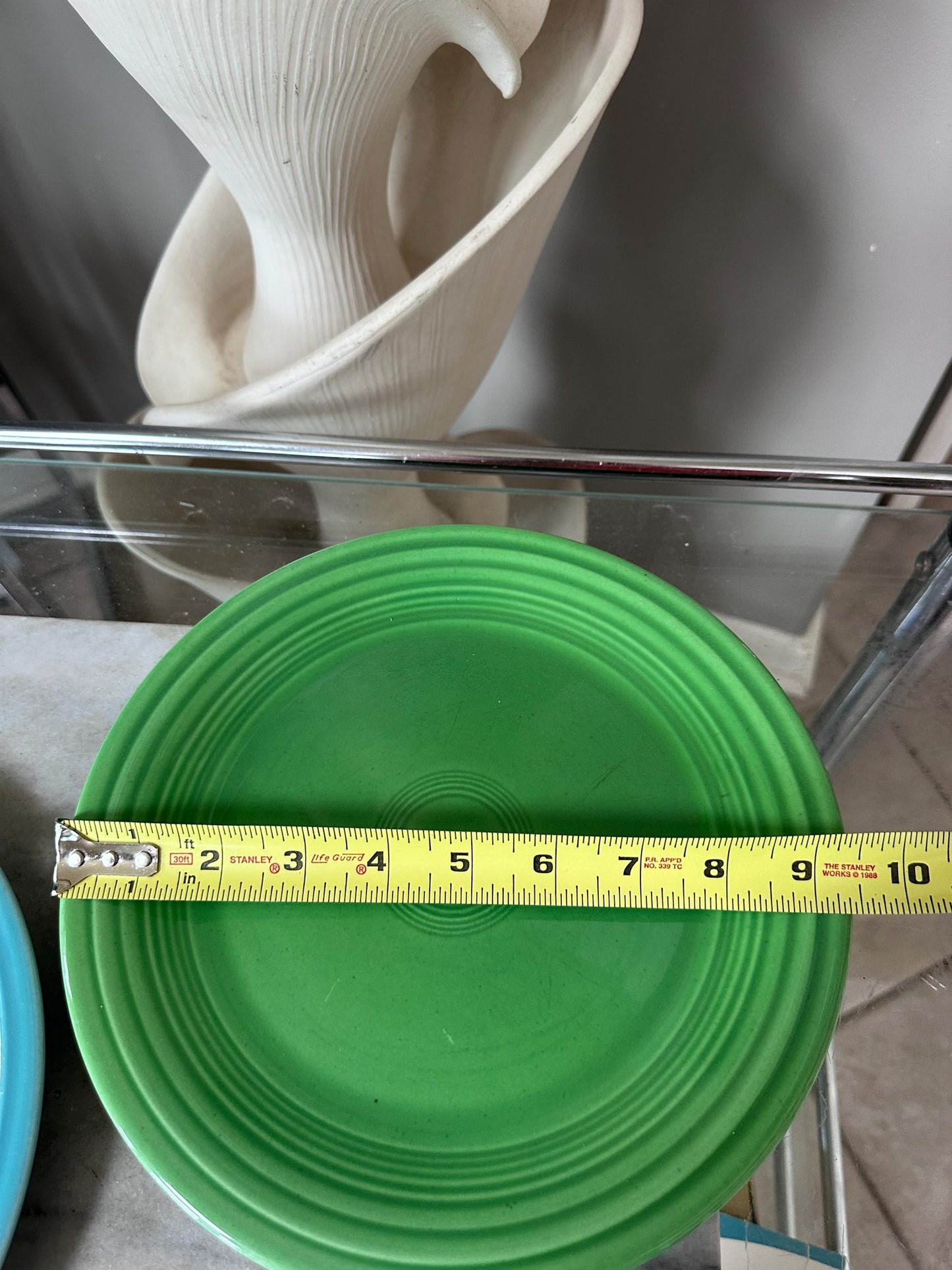 Vintage Fiesta Luncheon Plates Set of 2 | Green & Turquoise Fiestaware | 9.5” Plates | Genuine Vintage Fiesta | 1936–1969 Backstamp