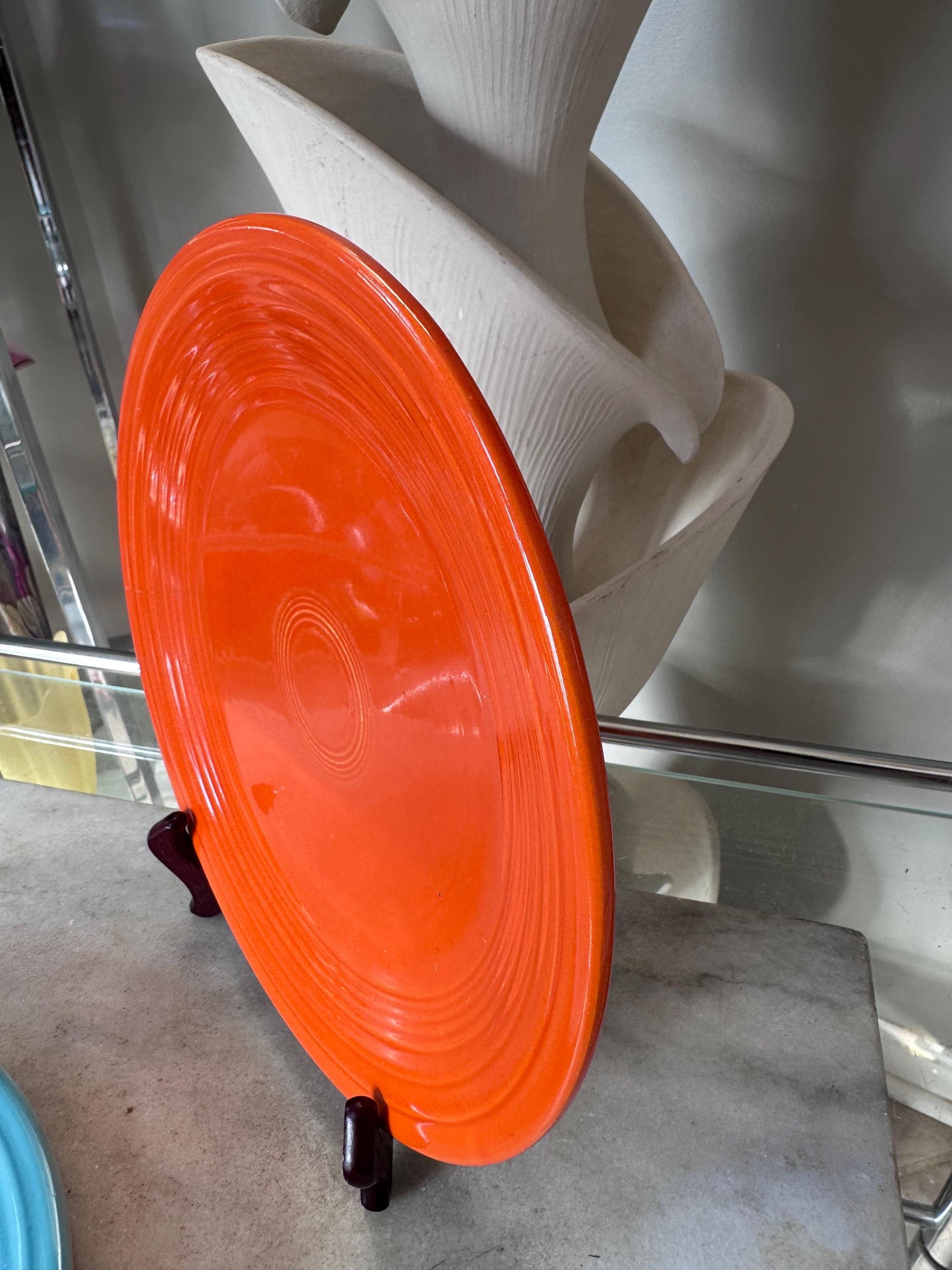 Vintage Fiesta Luncheon Plates Set of 2 | Orange & Turquoise Fiestaware | 9.5” Plates | Genuine Vintage Fiesta | 1936–1969 Backstamp