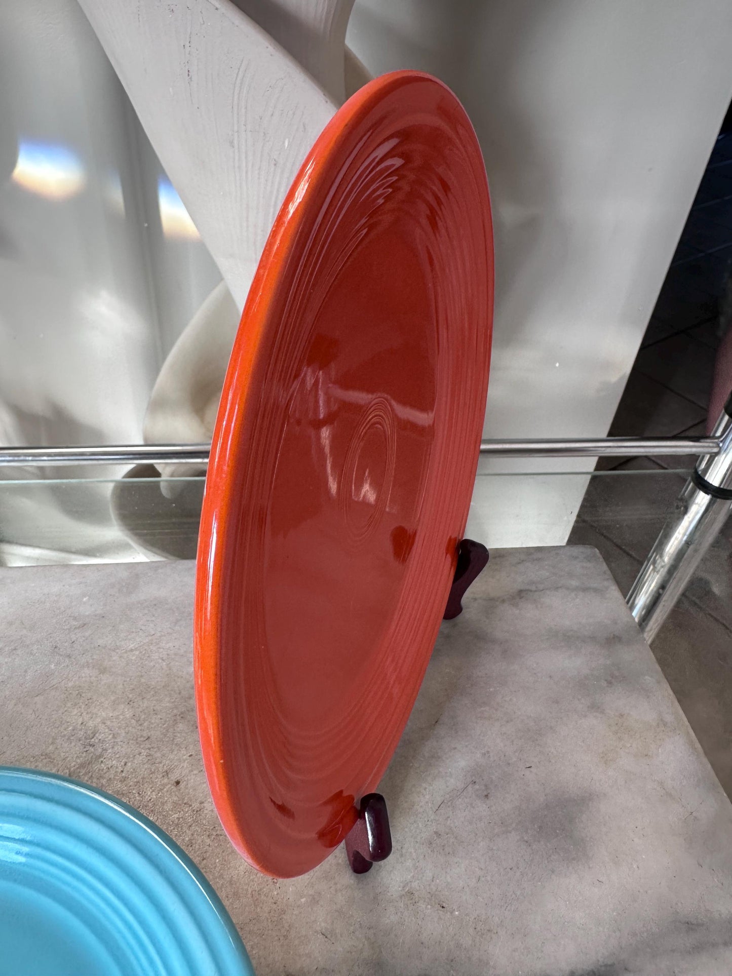 Vintage Fiesta Luncheon Plates Set of 2 | Orange & Turquoise Fiestaware | 9.5” Plates | Genuine Vintage Fiesta | 1936–1969 Backstamp