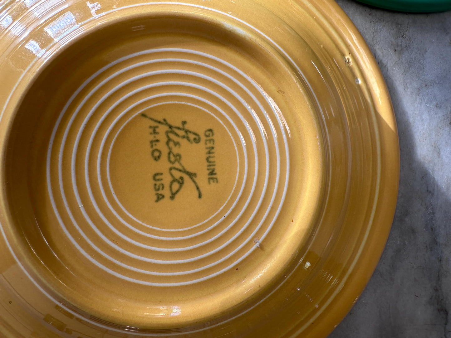 Vintage Fiesta Round Rimmed Soup Deep Plates – Yellow and Green  (Set of 2) | Genuine Vintage Fiestaware | 1936–1969 Backstamp