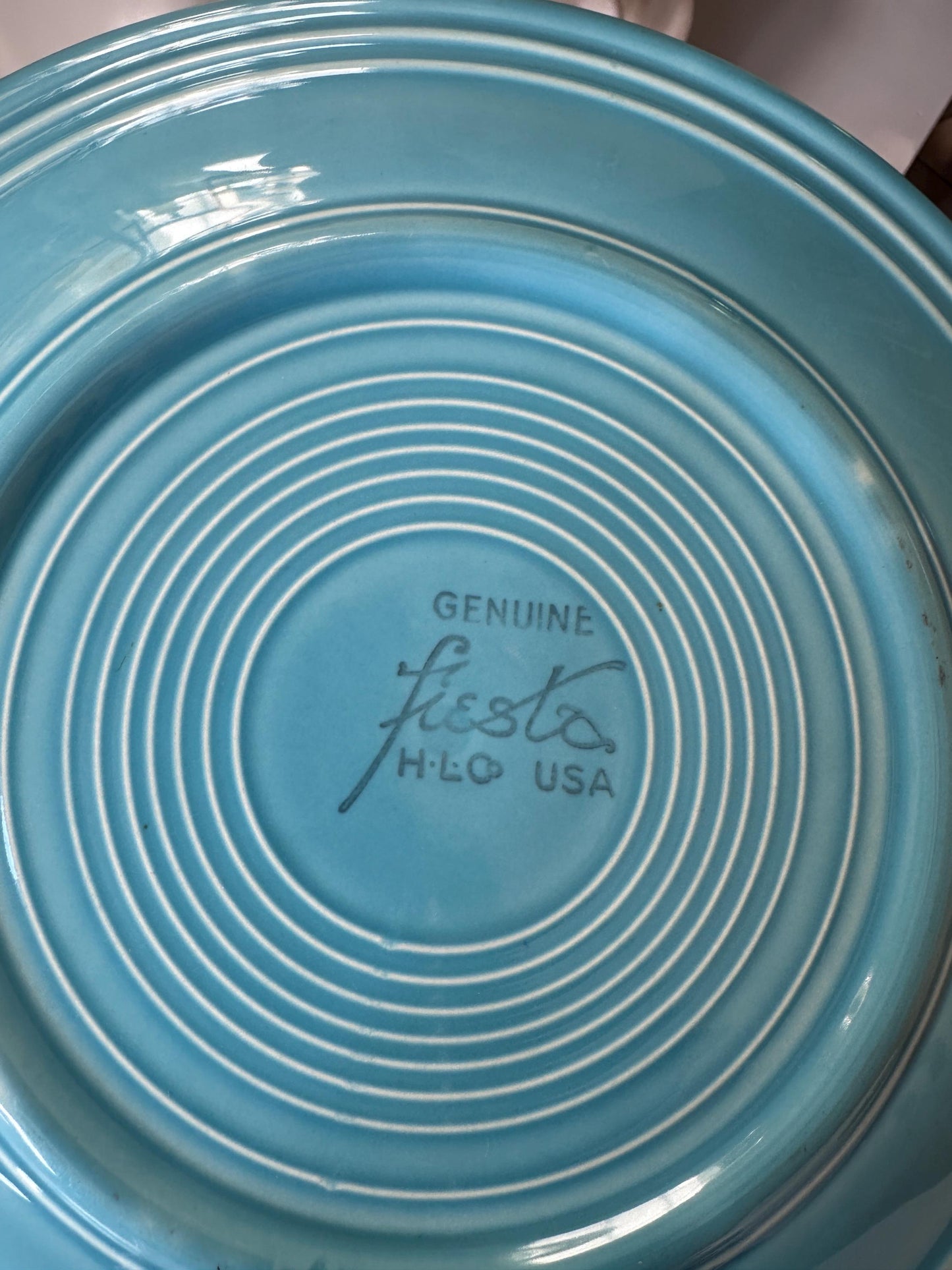 Vintage Fiesta Luncheon Plates Set of 2 | Orange & Turquoise Fiestaware | 9.5” Plates | Genuine Vintage Fiesta | 1936–1969 Backstamp
