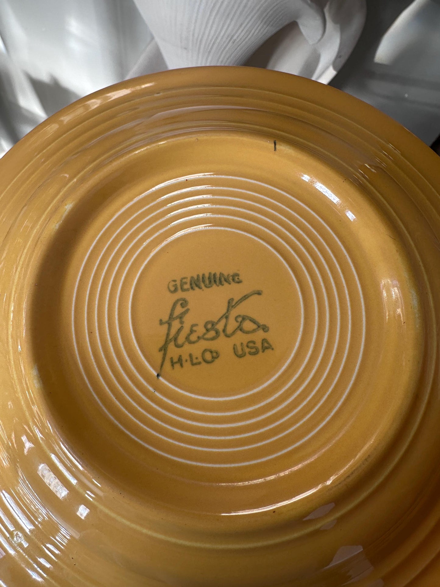 Vintage Fiesta Round Rimmed Soup Deep Plates – Yellow and Ivory/White  (Set of 2) | Genuine Vintage Fiestaware | 1936–1969 Backstamp