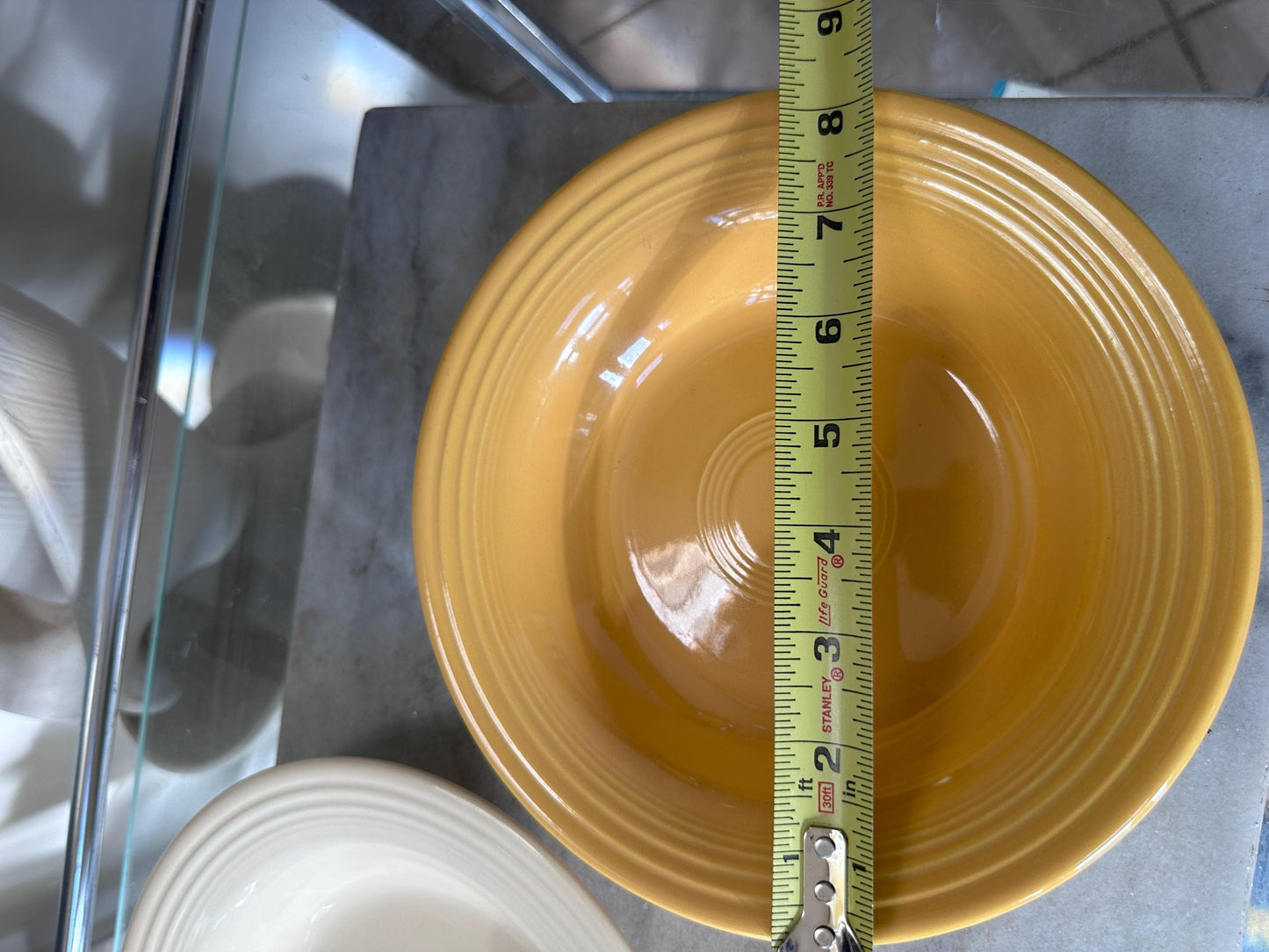 Vintage Fiesta Round Rimmed Soup Deep Plates – Yellow and Ivory/White  (Set of 2) | Genuine Vintage Fiestaware | 1936–1969 Backstamp