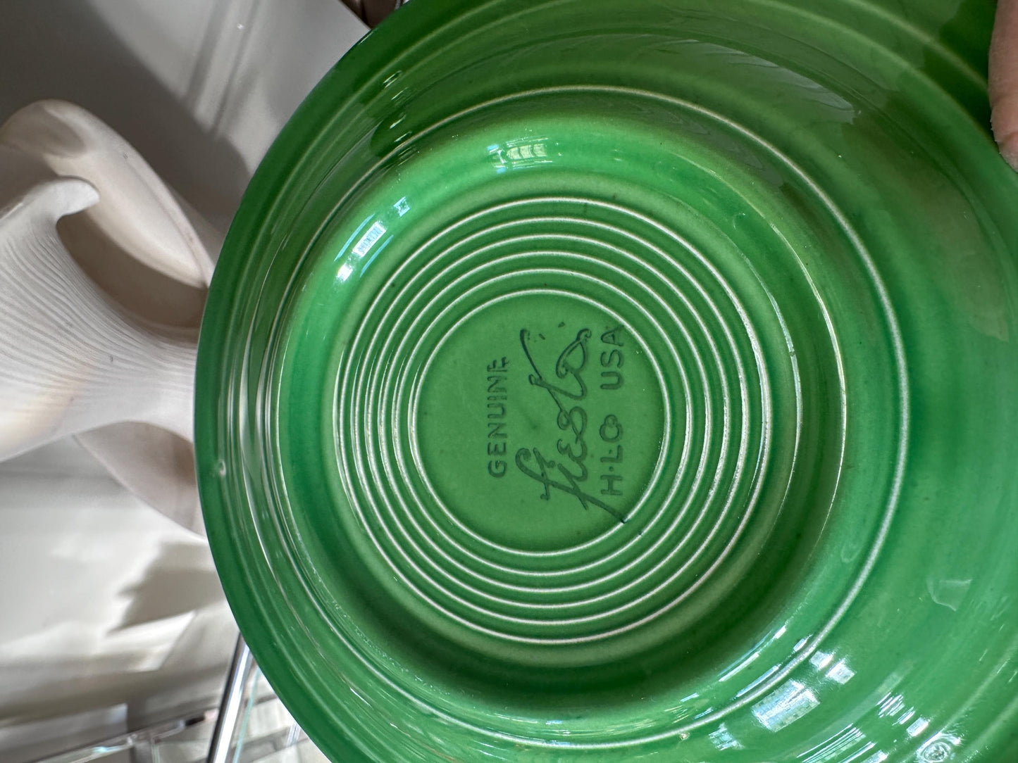 Vintage Fiesta Round Rimmed Soup Deep Plates – Green & Turquoise Blue (Set of 2) | Genuine Vintage Fiestaware | 1936–1969 Backstamp