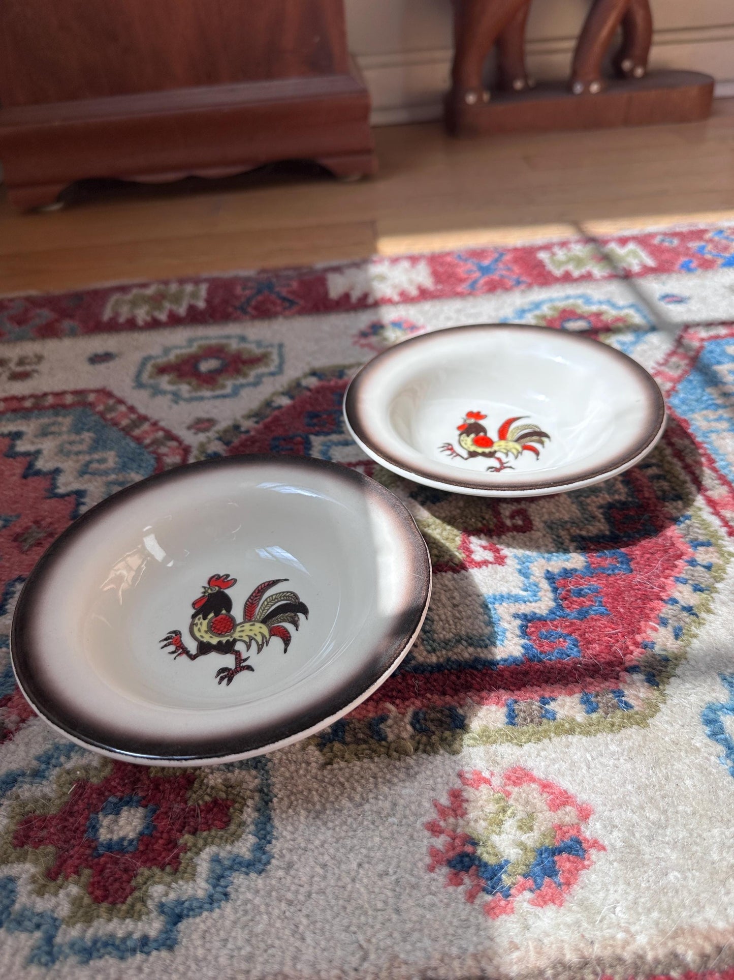 Set of 2 Vintage Metlox Red Rooster Dessert Bowls – Farmhouse Kitchen MCM USA, 6”