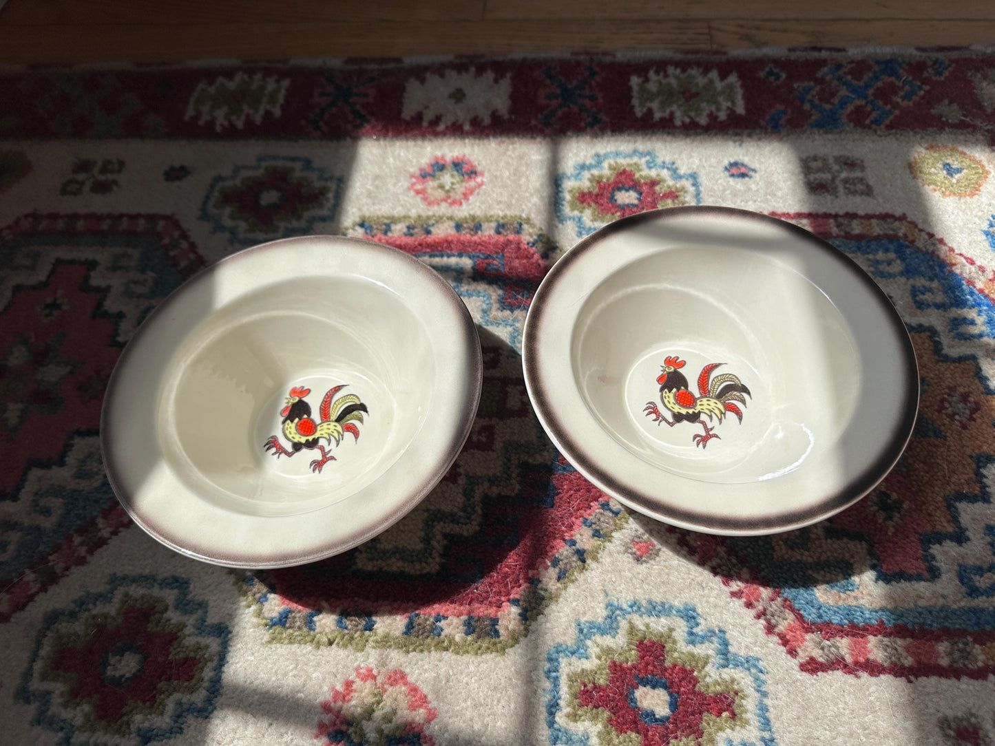 Set of 2 Vintage Metlox Red Rooster Cereal Bowls – Farmhouse Kitchen MCM USA, 7.25”