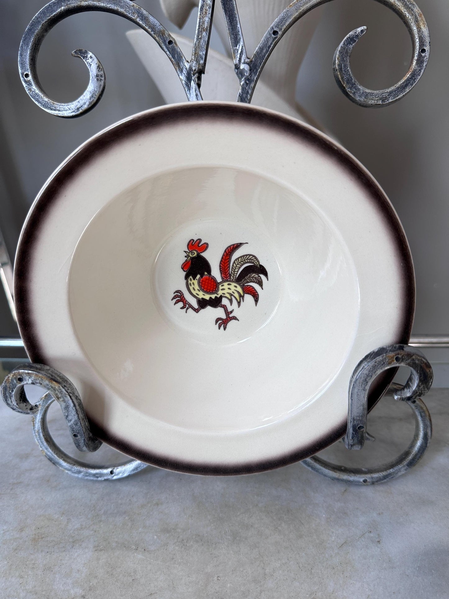 Set of 2 Vintage Metlox Red Rooster Cereal Bowls – Farmhouse Kitchen MCM USA, 7.25”