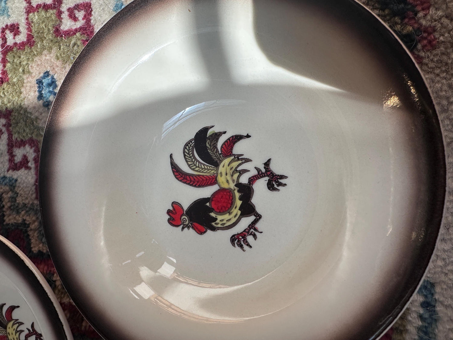 Set of 2 Vintage Metlox Red Rooster Dessert Bowls – Farmhouse Kitchen MCM USA, 6”