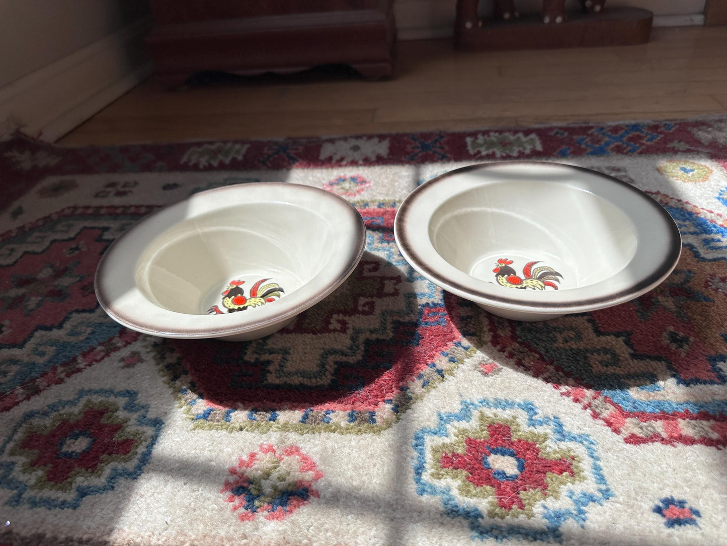 Set of 2 Vintage Metlox Red Rooster Cereal Bowls – Farmhouse Kitchen MCM USA, 7.25”