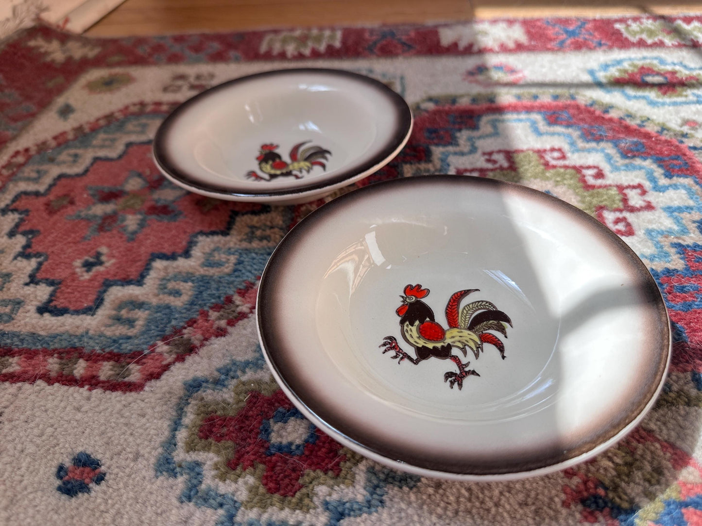 Set of 2 Vintage Metlox Red Rooster Dessert Bowls – Farmhouse Kitchen MCM USA, 6”