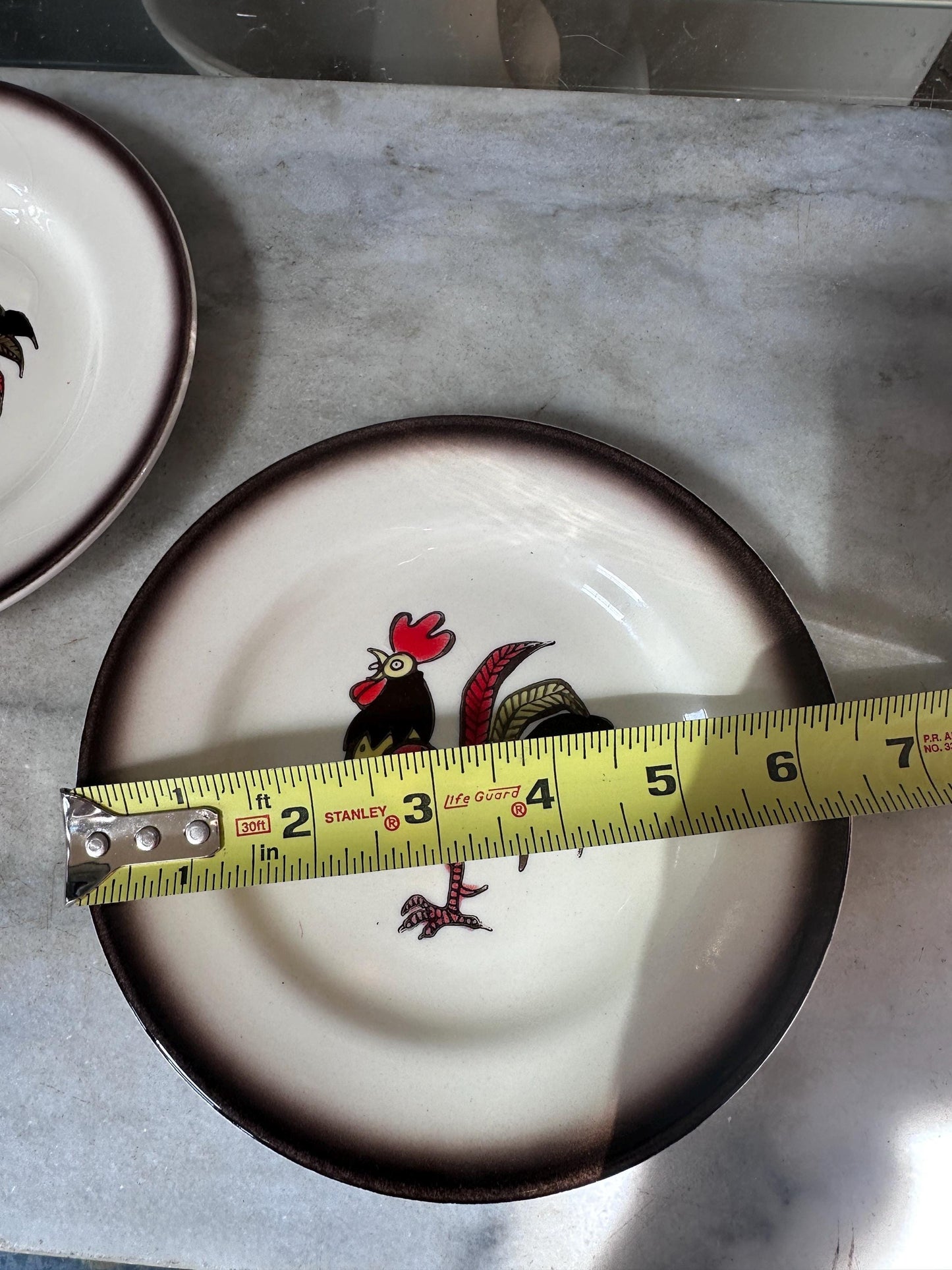 Set of 2 Vintage Metlox Red Rooster Dessert Plates – Farmhouse Kitchen MCM USA, 6.25”