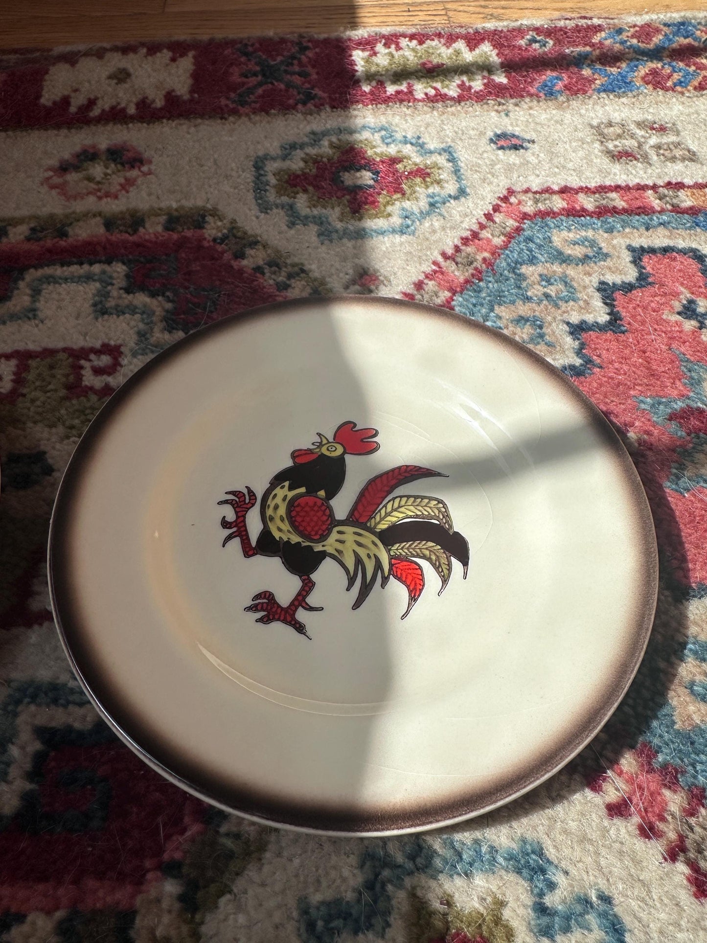 Set of 2 Vintage Metlox Red Rooster Dessert Plates – Farmhouse Kitchen MCM USA, 6.25”