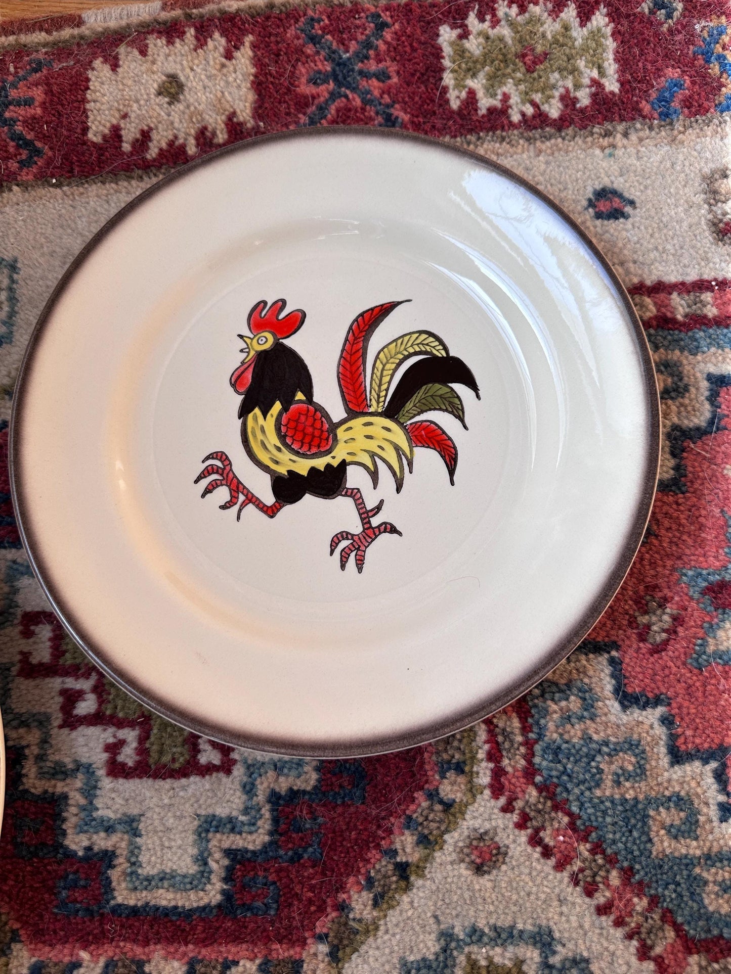 Set of 2 Vintage Metlox Red Rooster Dinner Plates – Farmhouse Kitchen MCM USA, 10”