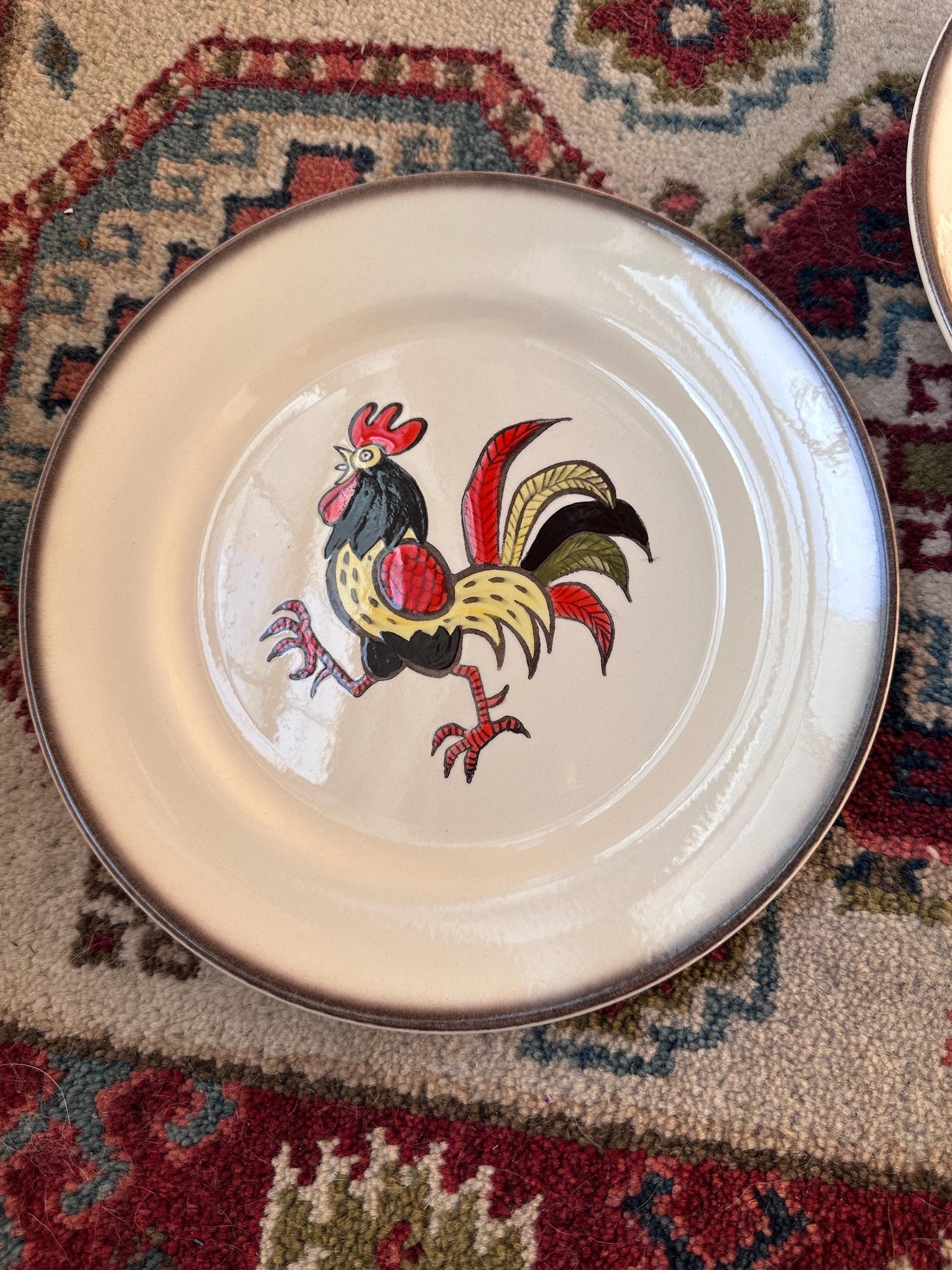 Set of 2 Vintage Metlox Red Rooster Dinner Plates – Farmhouse Kitchen MCM USA, 10”