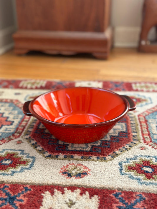 Vintage Metlox Poppytrail Red Rooster Round Vegetable Bowl | Vernon Ware California Pottery | Mid Century Farmhouse Serving Bowl