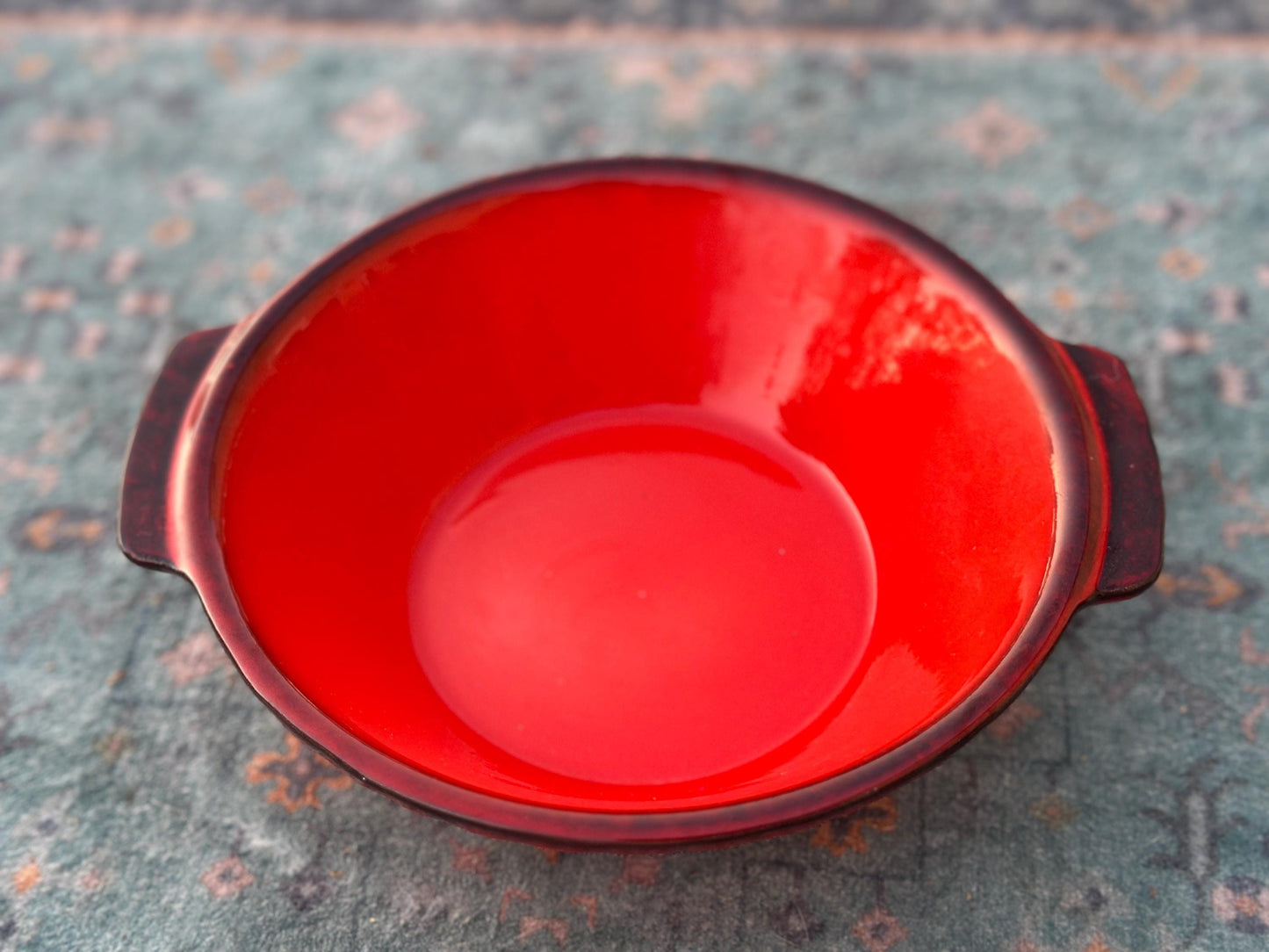 Vintage Metlox Poppytrail Red Rooster Round Vegetable Bowl | Vernon Ware California Pottery | Mid Century Farmhouse Serving Bowl