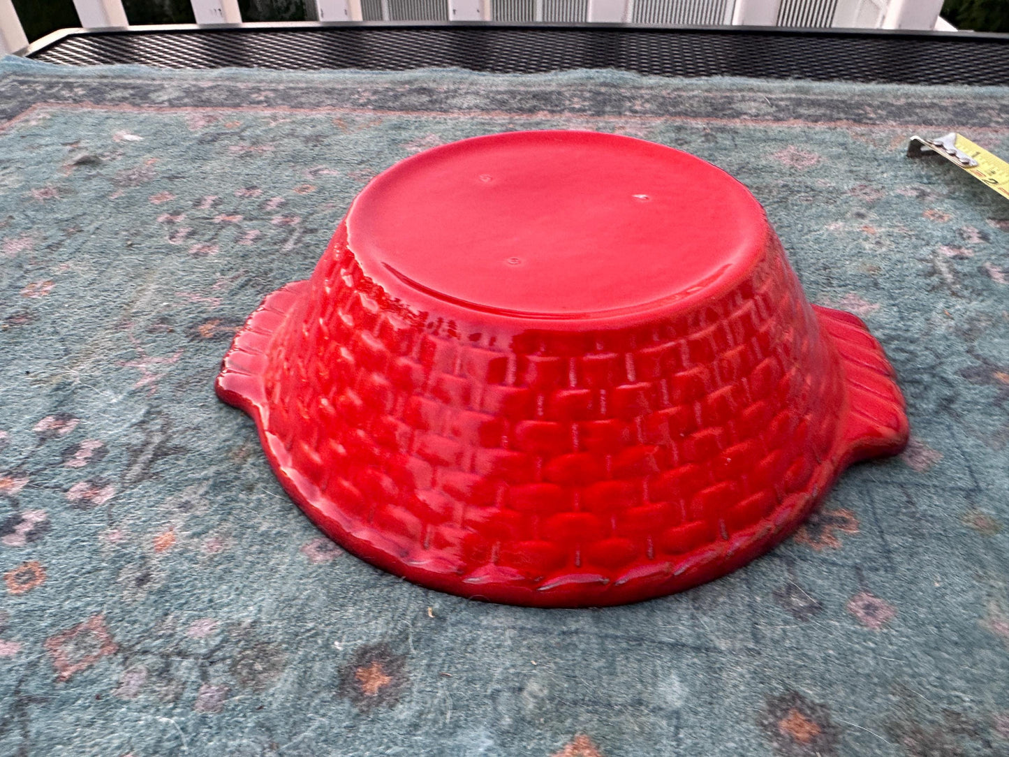 Vintage Metlox Poppytrail Red Rooster Round Vegetable Bowl | Vernon Ware California Pottery | Mid Century Farmhouse Serving Bowl
