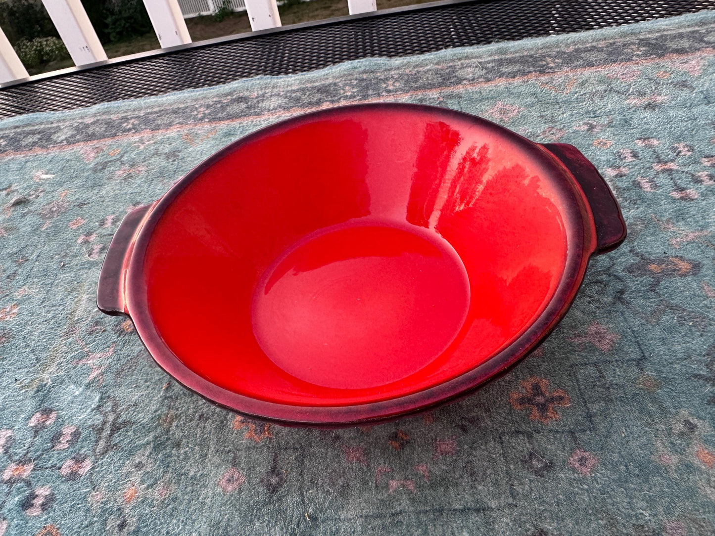 Vintage Metlox Poppytrail Red Rooster Round Vegetable Bowl | Vernon Ware California Pottery | Mid Century Farmhouse Serving Bowl